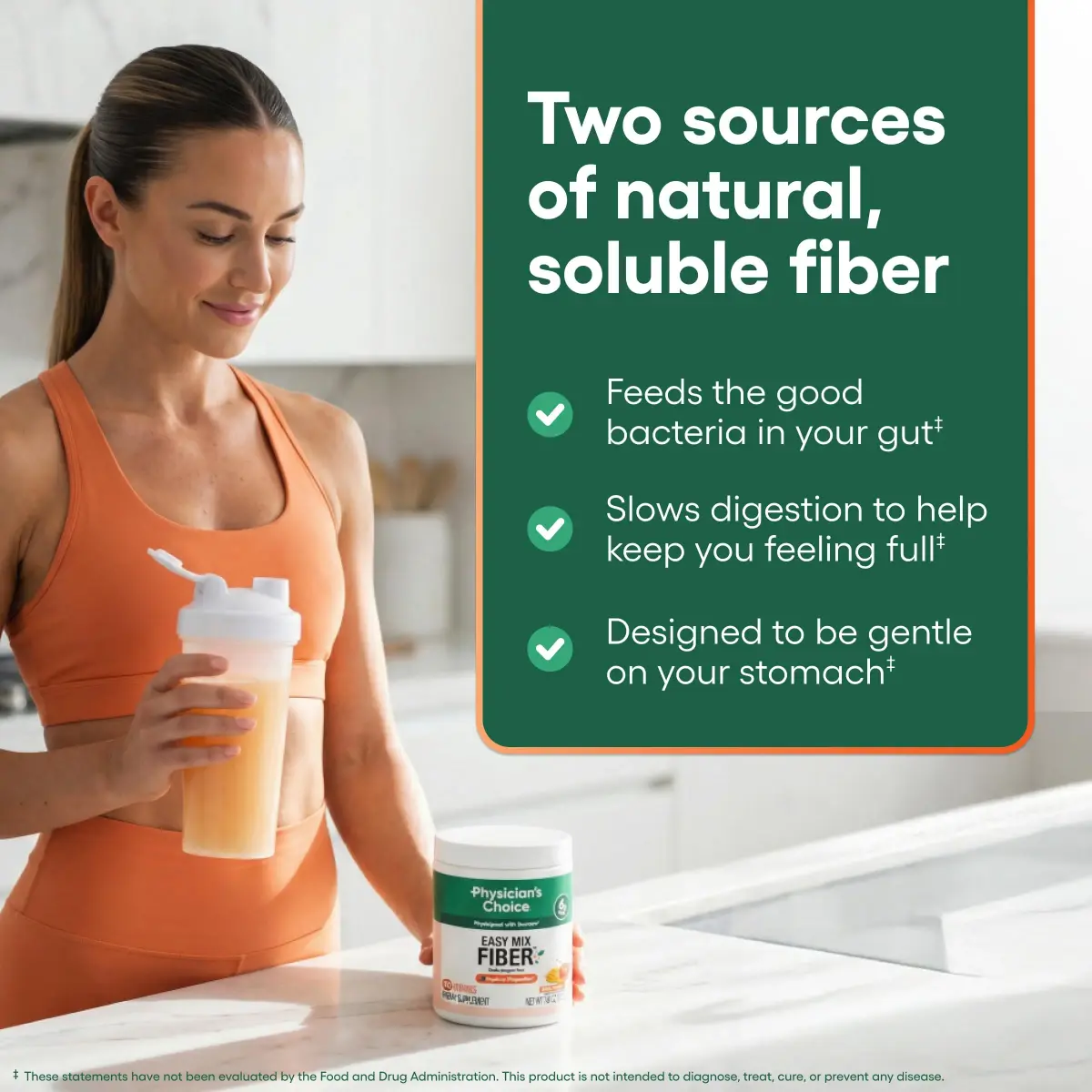 Physician's CHOICE Easy Mix Fiber Powder Peach Mango 10oz (283g) | Doctor-Developed Prebiotic Fiber for Gut Health - view 4