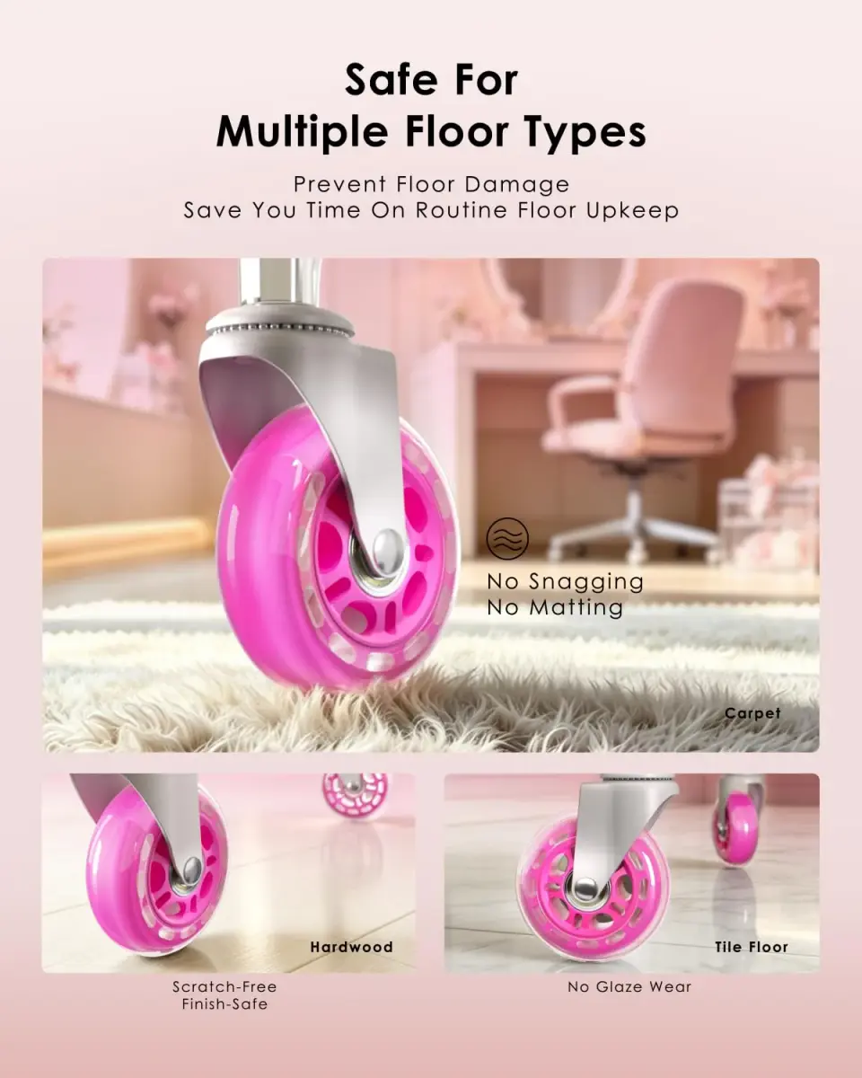 RidRed Pink Rollerblade Style Office Chair Wheels (5-Pack) | Heavy-Duty 650 lb Capacity, Smooth & Silent Rolling - view 4