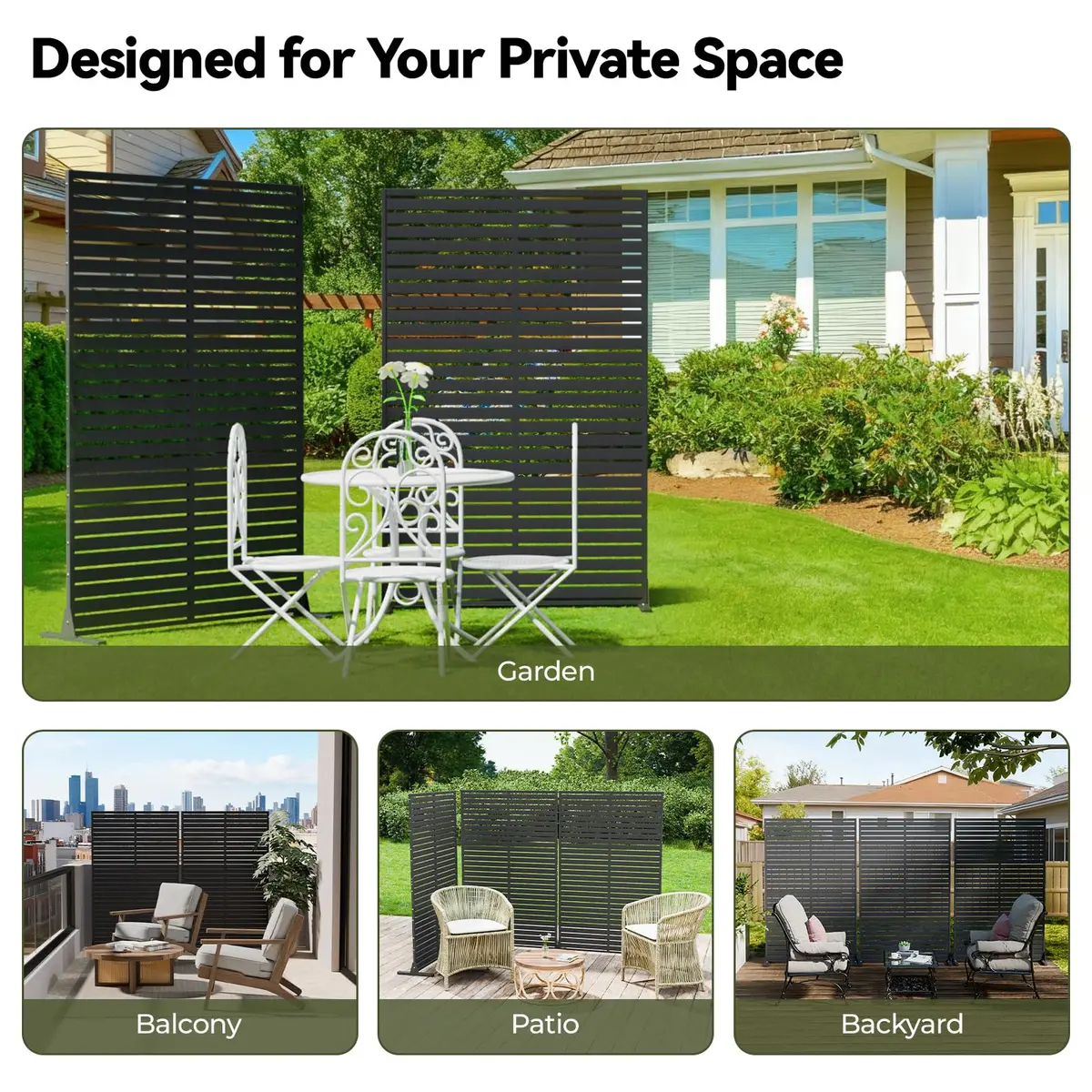 Diyfire Outdoor Privacy Screen 72" H x 47" W | Weather-Resistant Freestanding Panel for Patio & Balcony - view 5