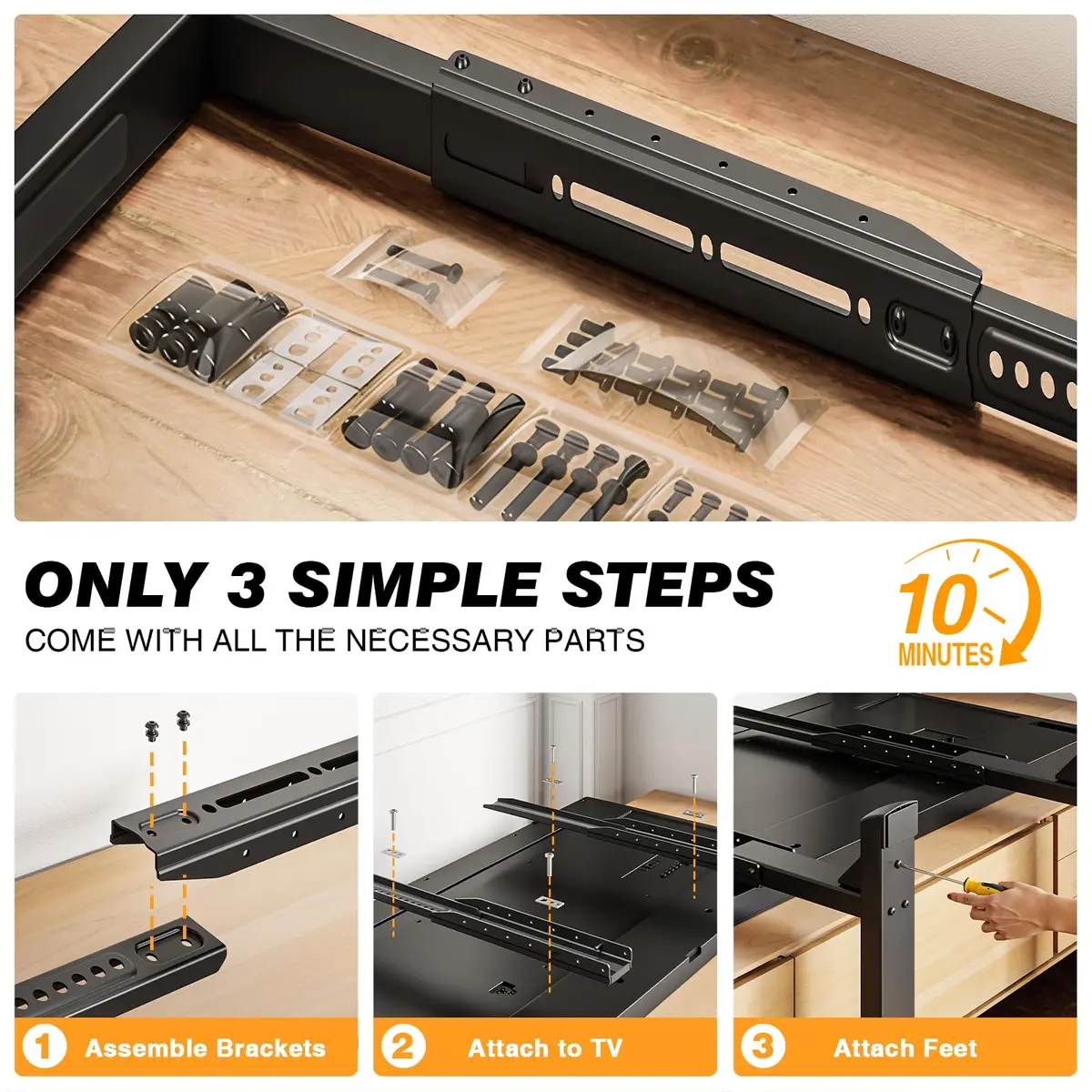 TAVR Furniture Universal TV Stand Legs Mount for 24-80 inch TVs | Supports VESA 800x500mm, Max 150 lbs - view 6