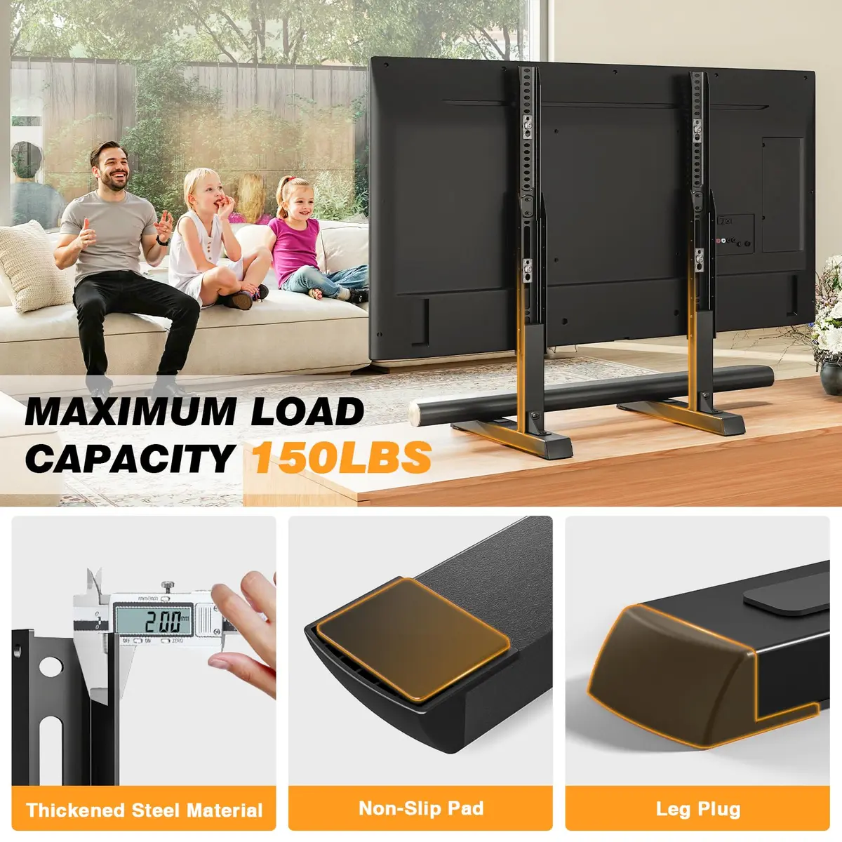 TAVR Furniture Universal TV Stand Legs Mount for 24-80 inch TVs | Supports VESA 800x500mm, Max 150 lbs - view 4