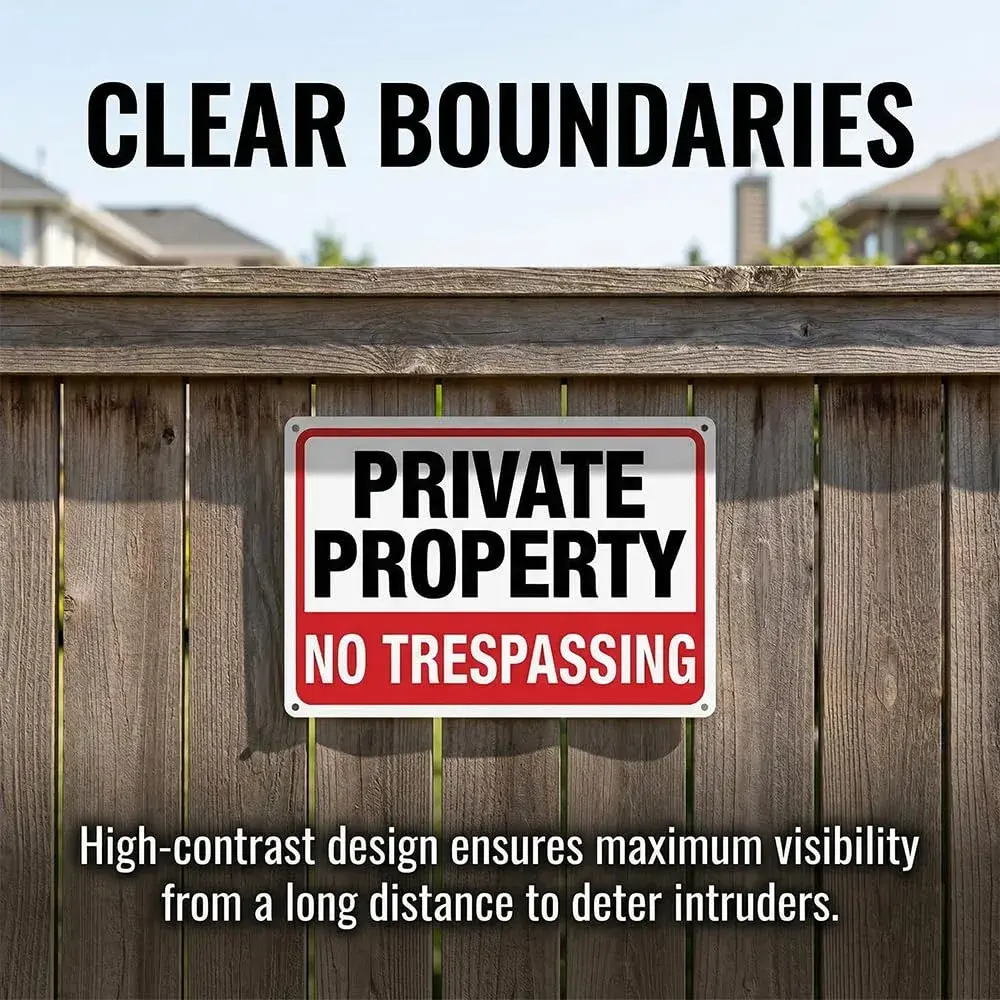 Dxyizus signs No Trespassing Signs Private Property Metal Sign 10 x 7 In Aluminum (2-Pack, 25.4cm x 17.8cm) - view 7