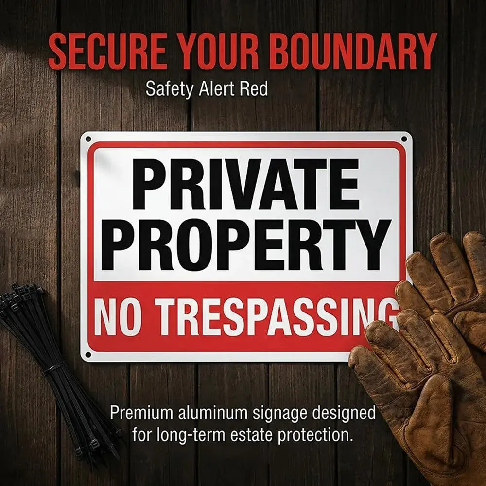 DXYIZUS SIGNS No Trespassing Sign Private Property Metal Sign 10 x 7 In (4-Pack, Aluminum) | Rust-Free & UV Protected - view 2