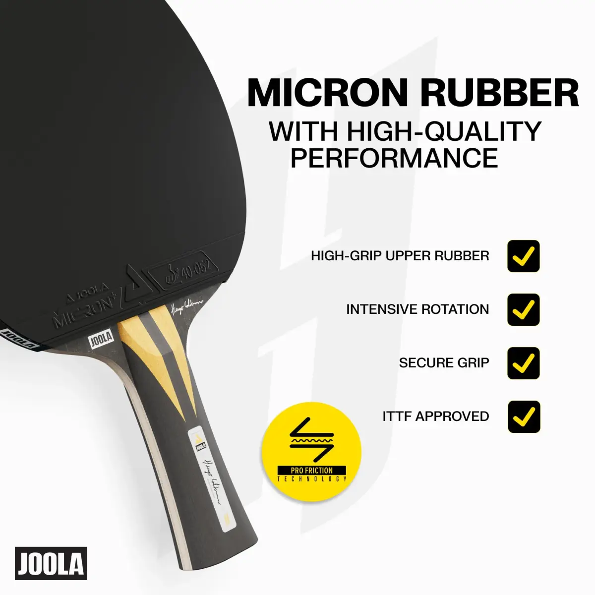 JOOLA Hugo Calderano Infinity Carbon Table Tennis Racket – Ergonomic Flared Grip - ITTF Approved Rubbers - Competition Paddle for Power Players - 185g - view 3