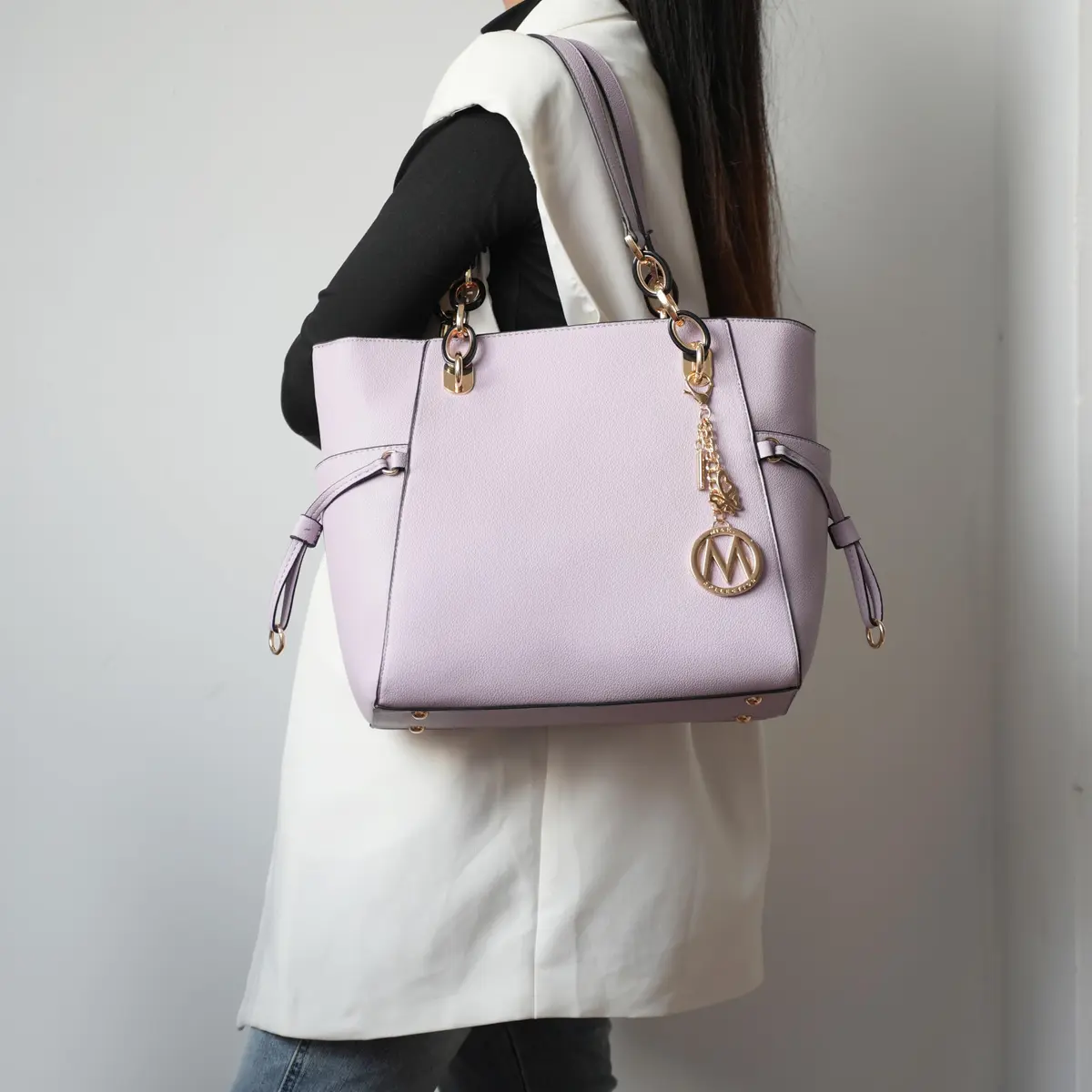 MKF Collection Yale Tote Bag Blush Vegan Leather Handbag Purse 38cm (15in) | Chic Everyday Carry - view 2