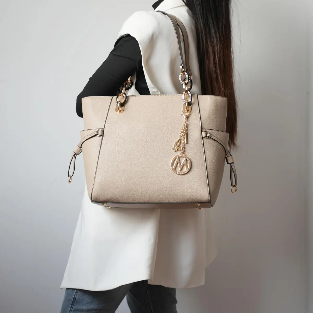 MKF Collection Yale Tote Bag Blush Vegan Leather Handbag Purse 38cm (15in) | Chic Everyday Carry - view 3