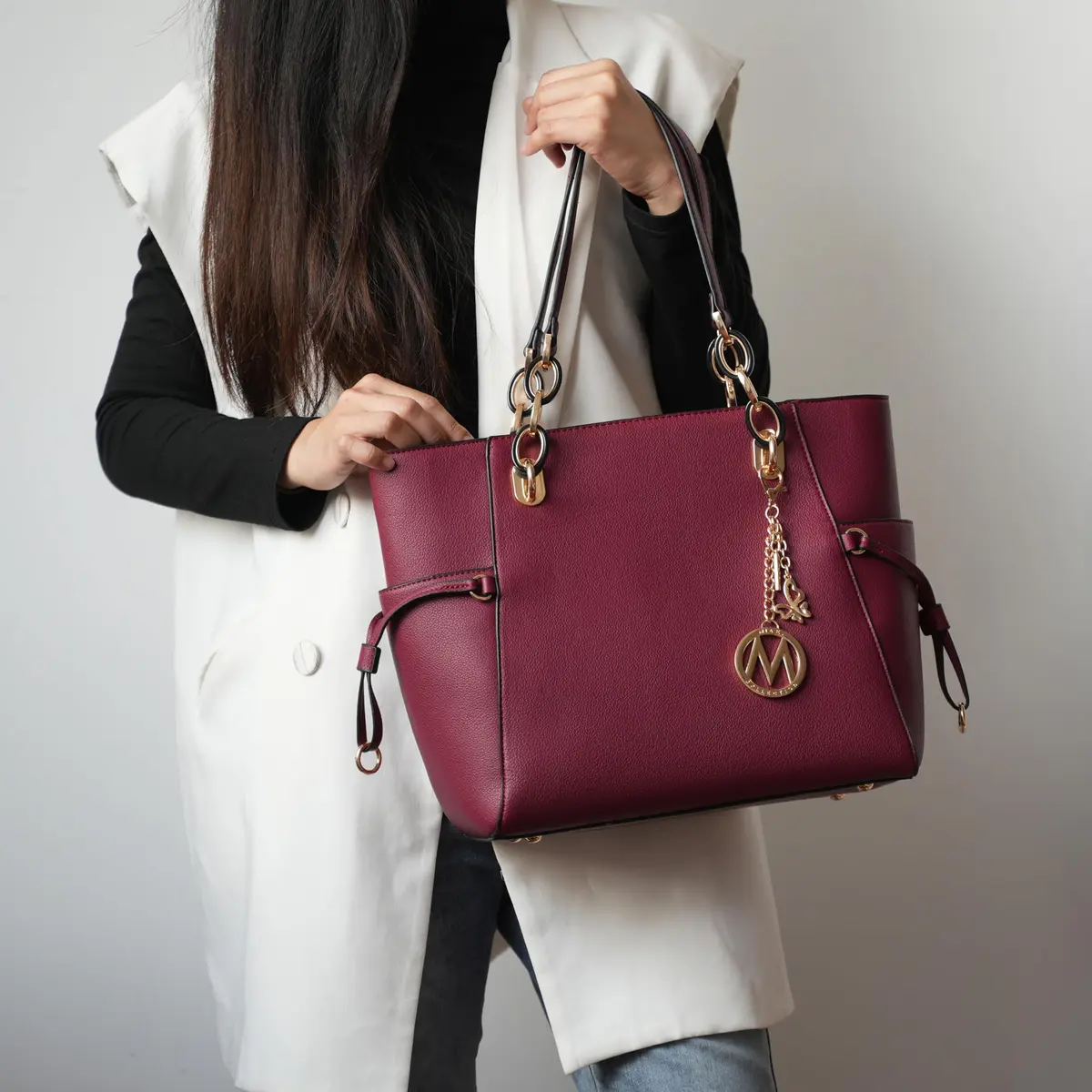 MKF Collection Yale Tote Bag Blush Vegan Leather Handbag Purse 38cm (15in) | Chic Everyday Carry - view 4