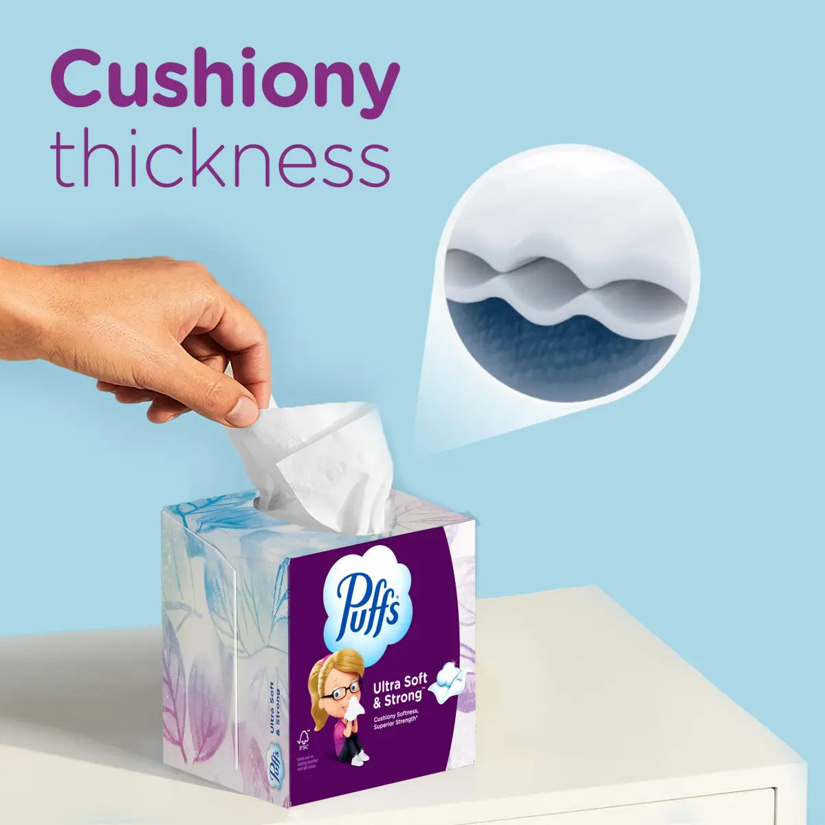 Puffs Ultra Soft Facial Tissues Mega Cube 72 Count (Pack of 6) | Dermatologist Tested for Sensitive Skin - view 7