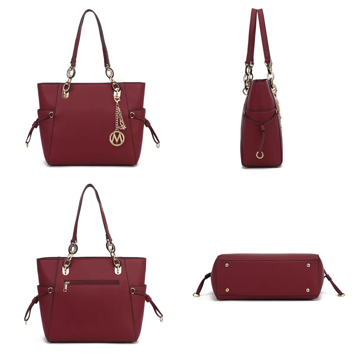 MKF Collection Yale Solid Tote Bag 36cm (15in) x 28cm (11in) x 10cm (4in) | Premium Vegan Leather Handbag Purse - view 5