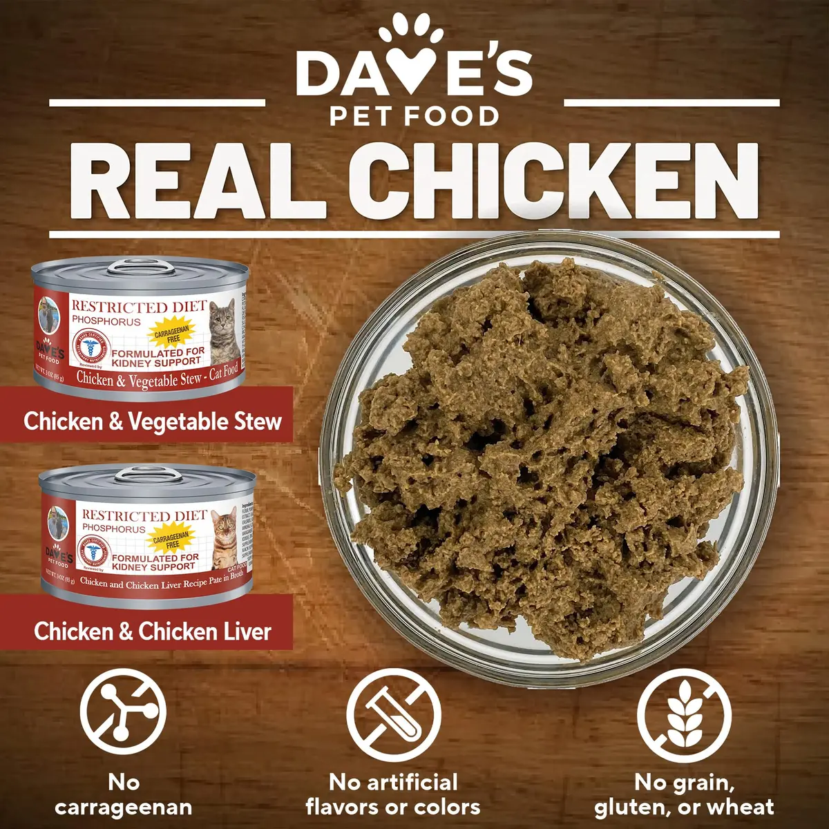 Dave's Pet Food Non Prescription Renal Cat Food Variety Pack 3 oz | Kidney Support with Quality Proteins - view 5
