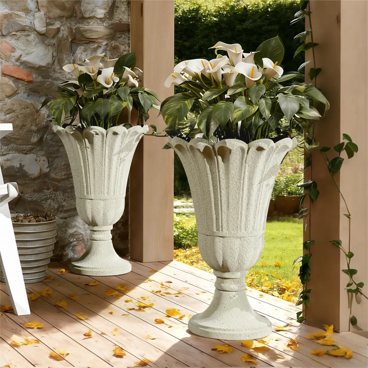 Diyfire 24" Tall Urn Planters for Outdoor Plants | Vintage Pedestal Design with Drainage - main product image