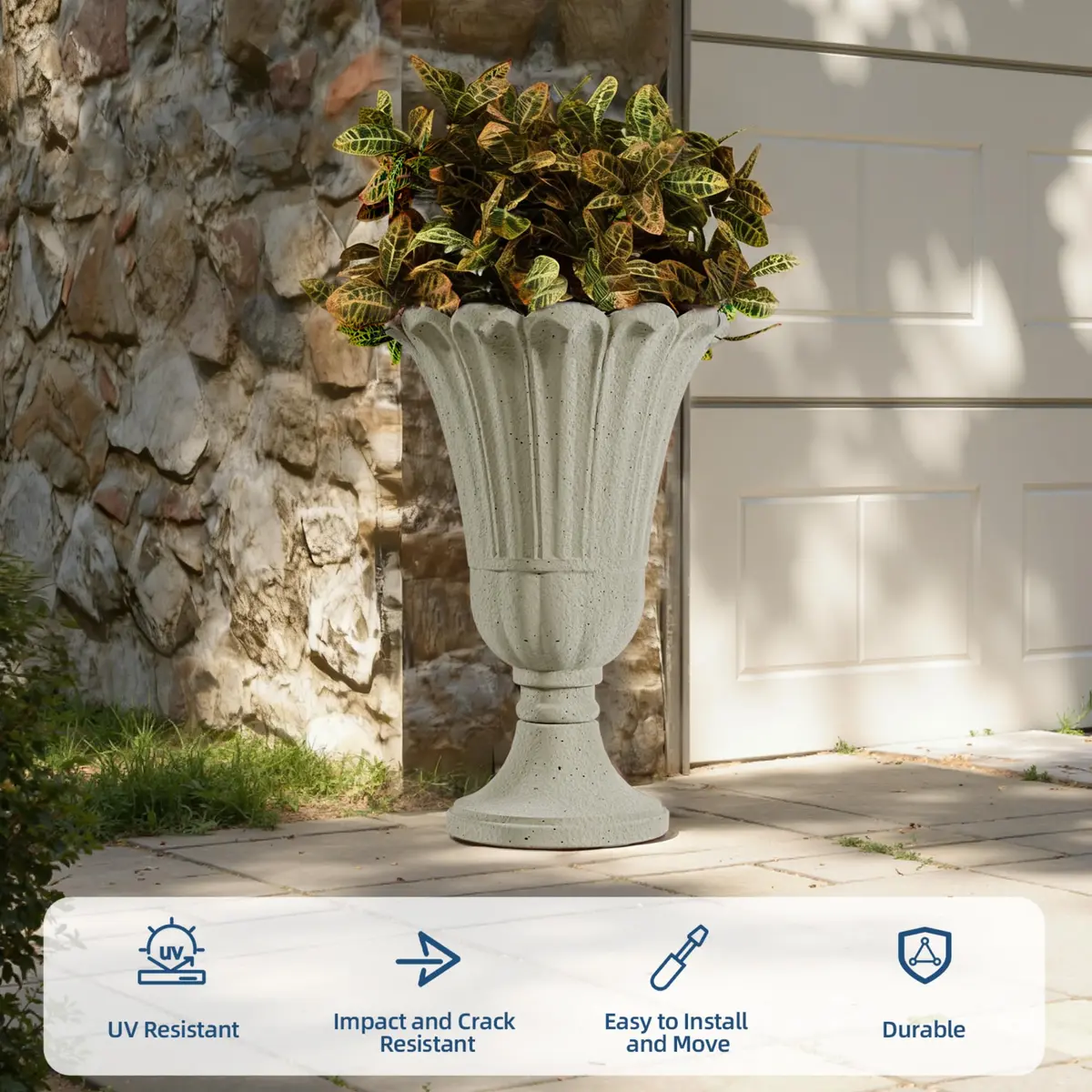 Diyfire 24" Tall Urn Planters for Outdoor Plants | Vintage Pedestal Design with Drainage - view 5