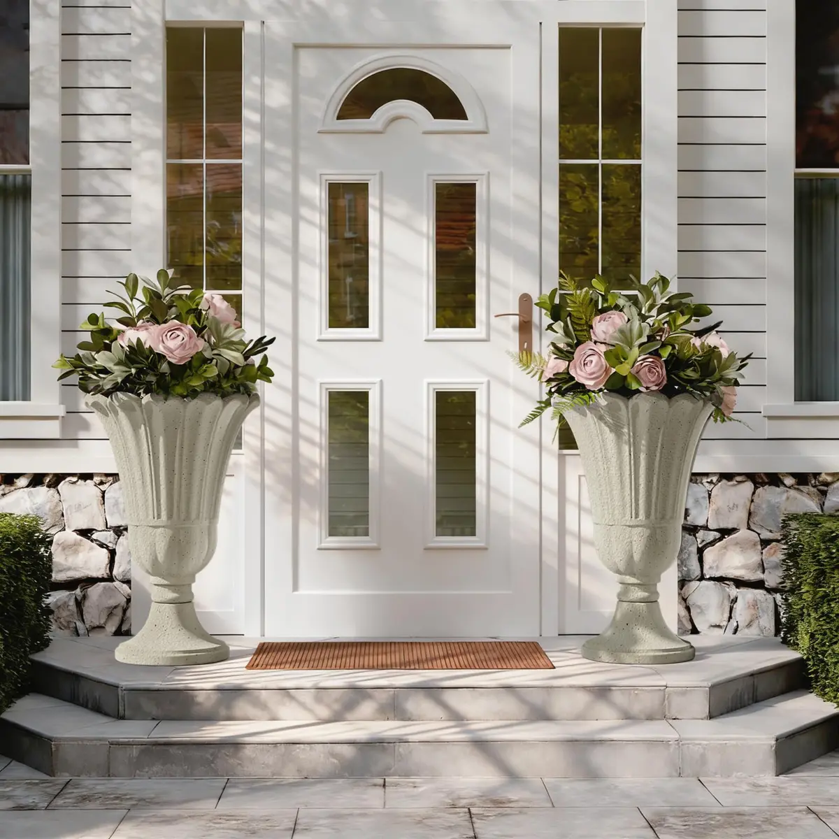 Diyfire 24" Tall Urn Planters for Outdoor Plants | Vintage Pedestal Design with Drainage - view 6