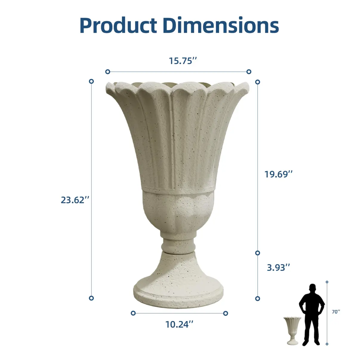 Diyfire 24" Tall Urn Planters for Outdoor Plants | Vintage Pedestal Design with Drainage - view 2