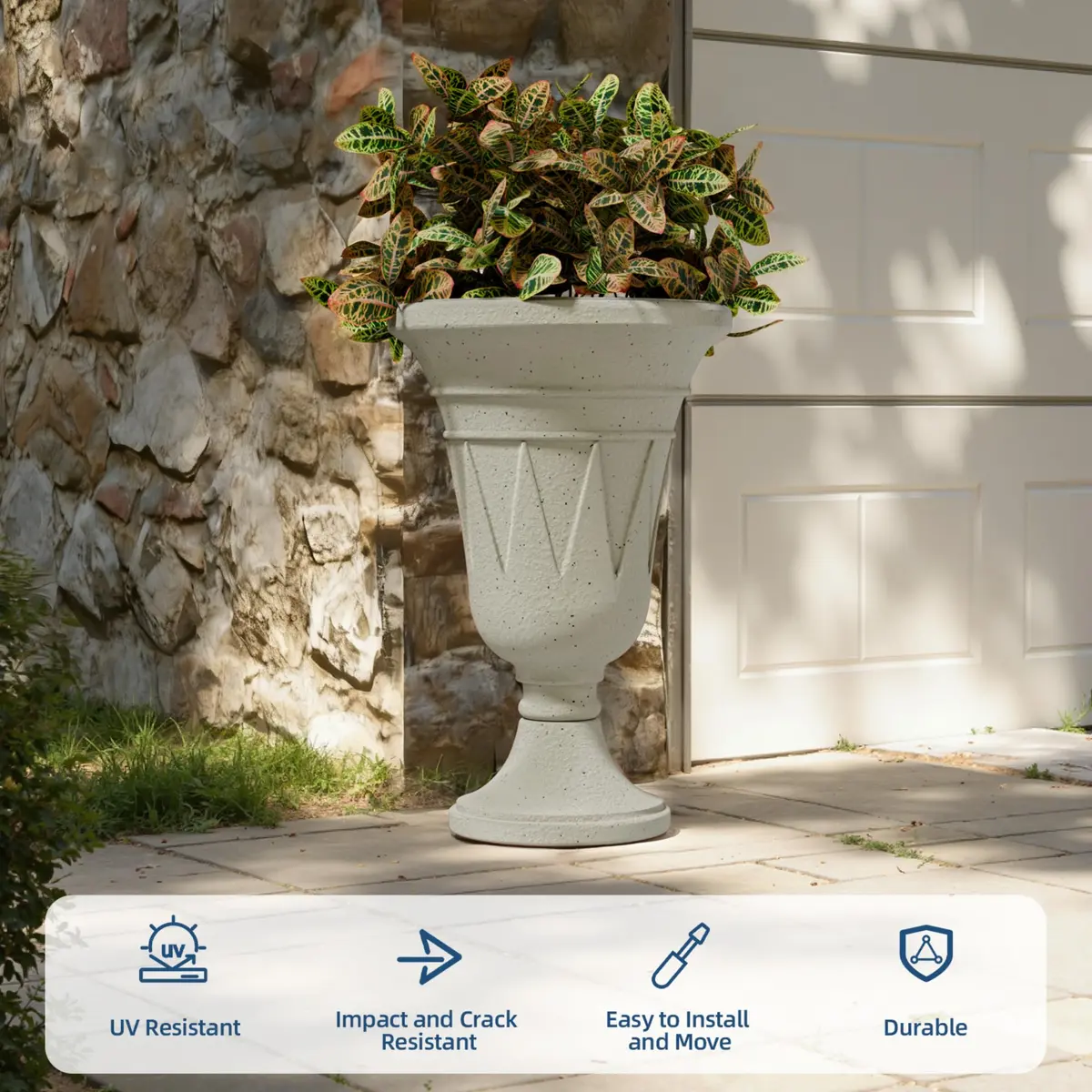 Diyfire 24" Tall Urn Planters for Outdoor Plants | Durable HDPE, Classic Trophy Design, Weather-Resistant - view 5