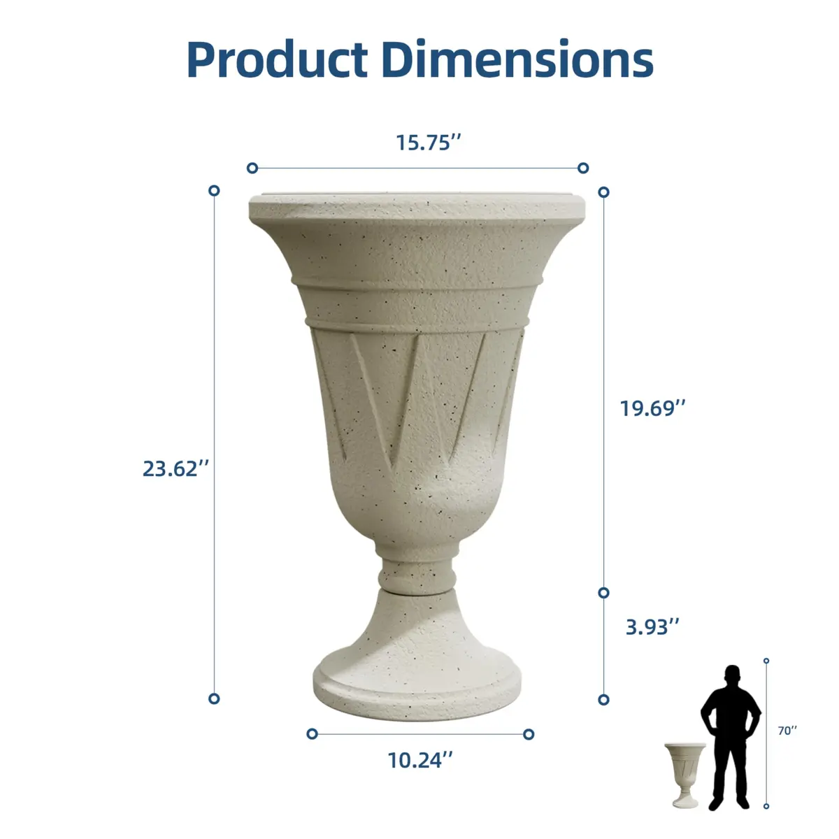 Diyfire 24" Tall Urn Planters for Outdoor Plants | Durable HDPE, Classic Trophy Design, Weather-Resistant - view 2
