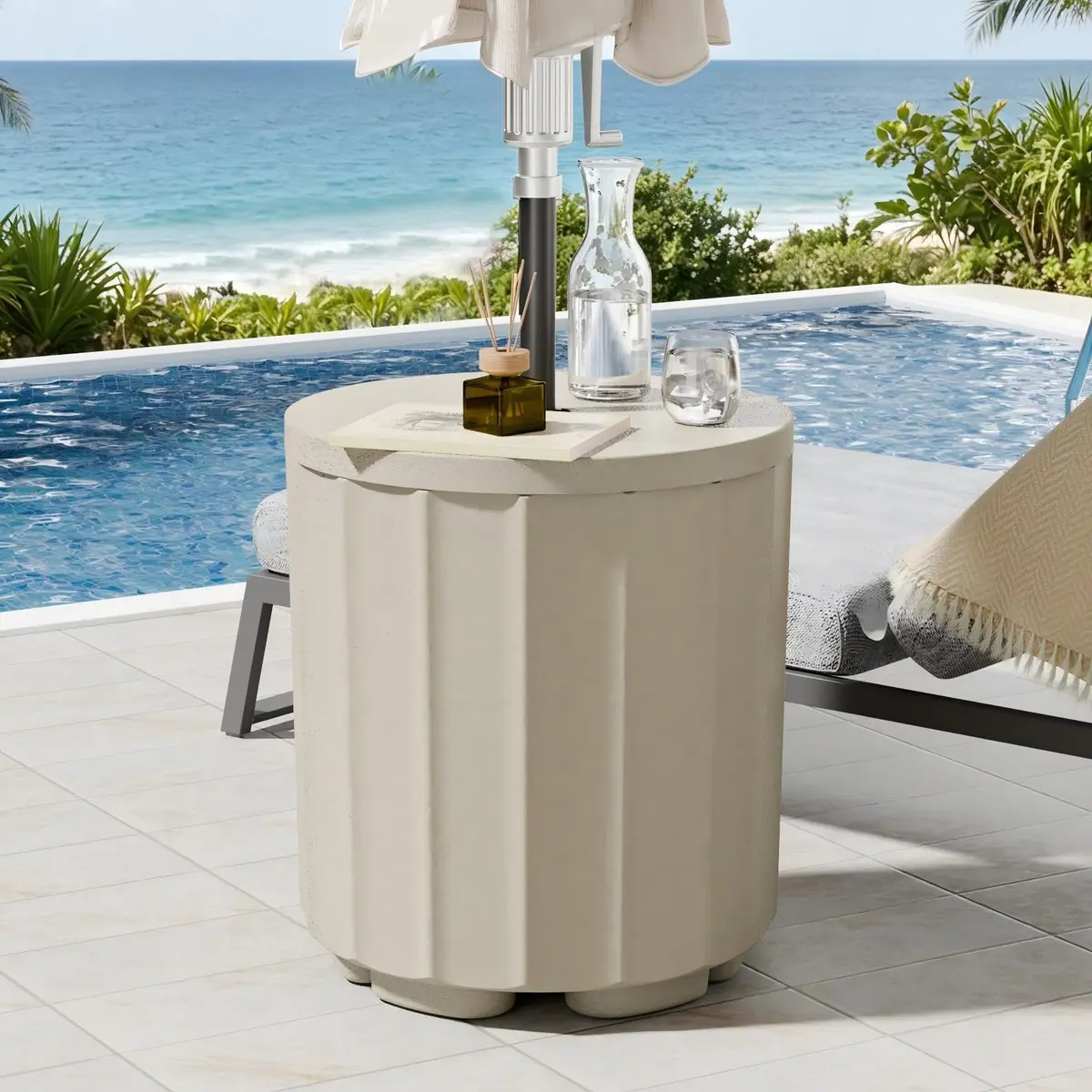 Diyfire Outdoor Umbrella Side Table 14.8" x 14.8" x 16.7" | Leak-Proof Water Bladder - main product image