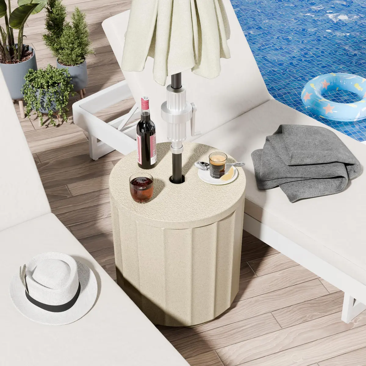 Diyfire Outdoor Umbrella Side Table 14.8" x 14.8" x 16.7" | Leak-Proof Water Bladder - view 5