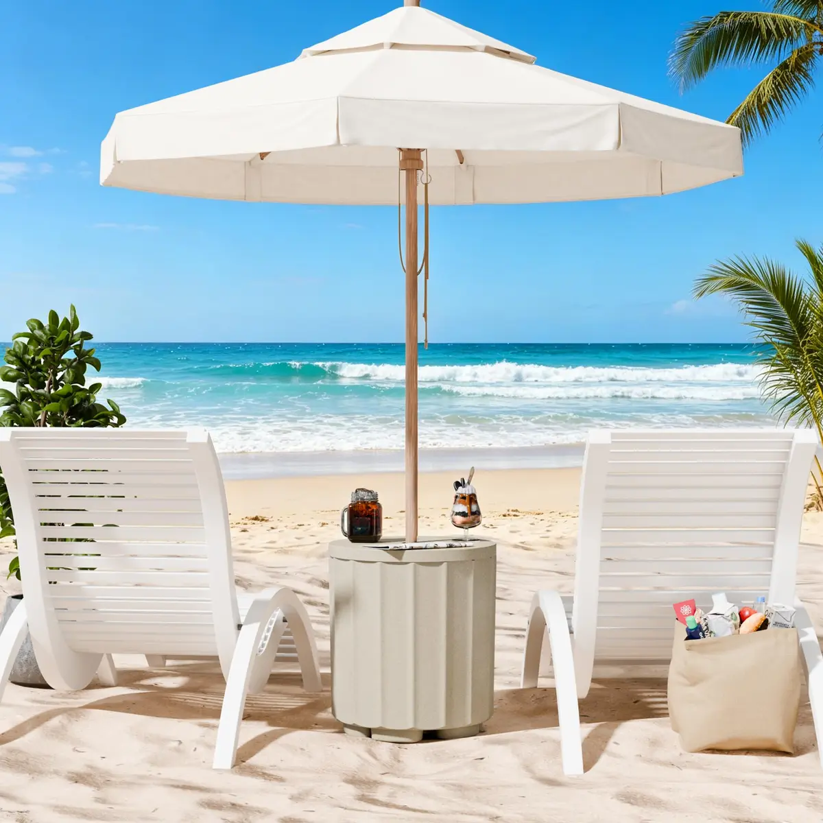 Diyfire Outdoor Umbrella Side Table 14.8" x 14.8" x 16.7" | Leak-Proof Water Bladder - view 6