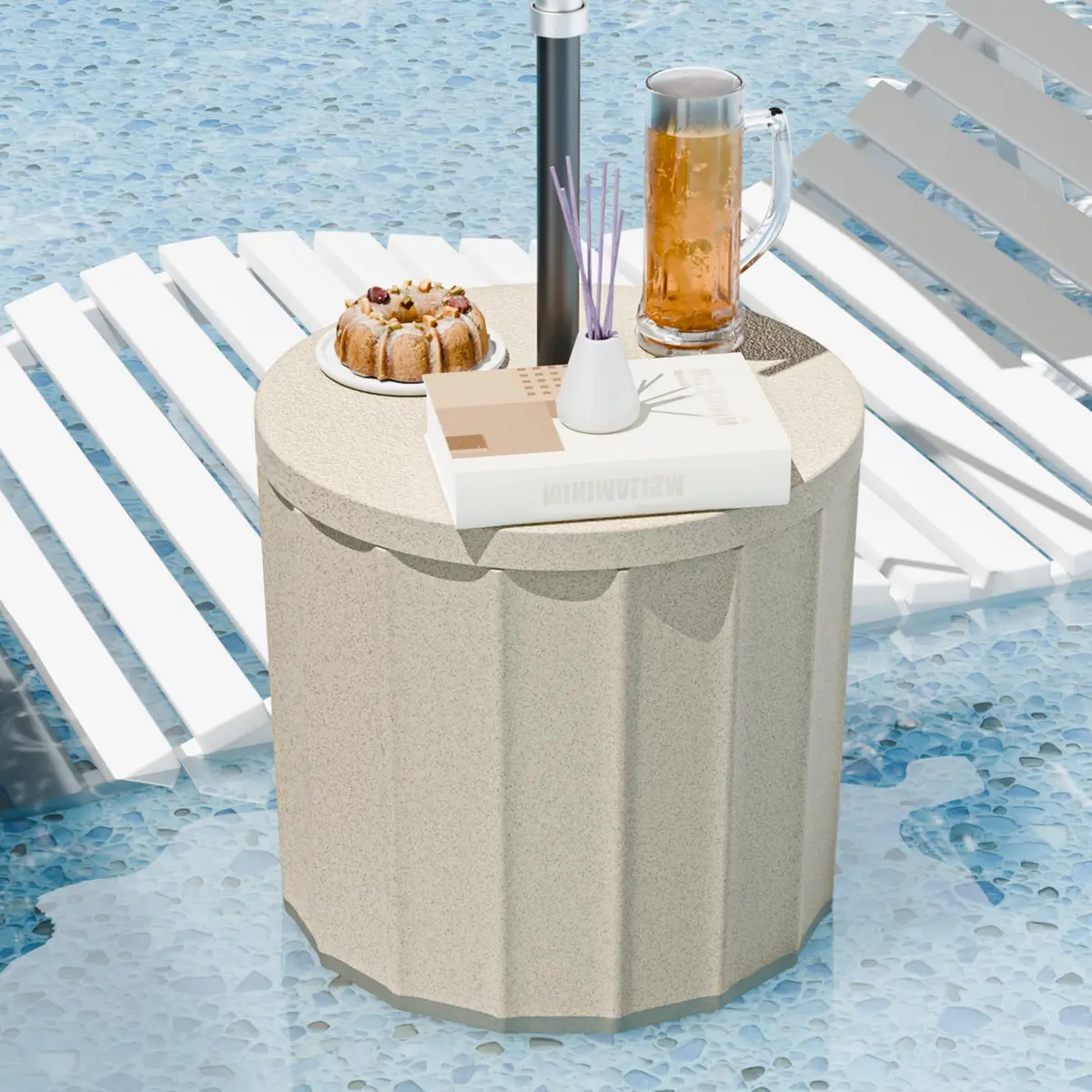 Diyfire Outdoor Umbrella Side Table 14.8" x 14.8" x 16.7" | Leak-Proof Water Bladder - view 7