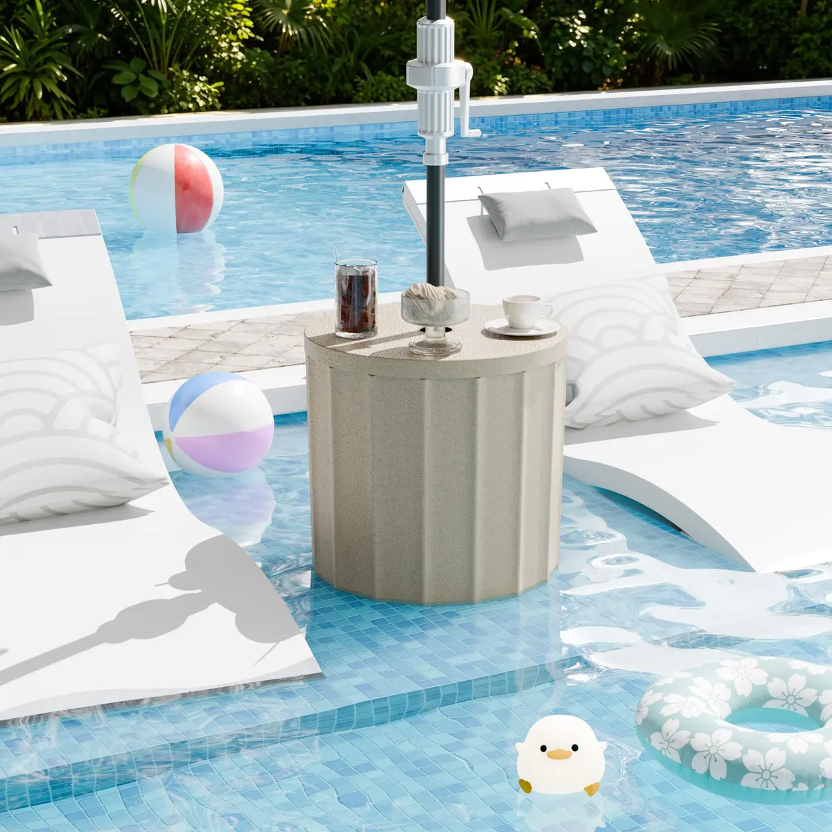 Diyfire Outdoor Umbrella Side Table 14.8" x 14.8" x 16.7" | Leak-Proof Water Bladder - view 3