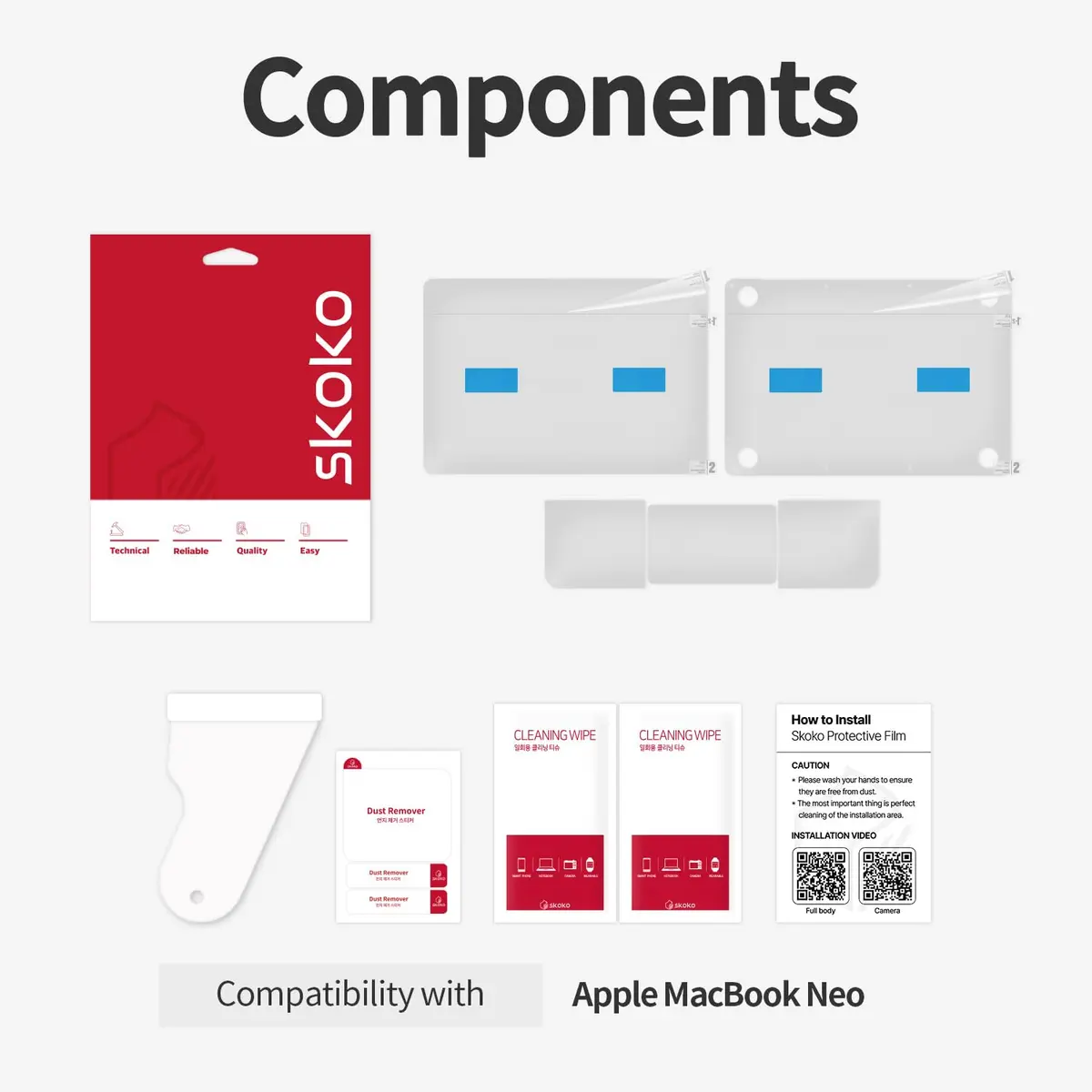 skoko Invisible Matte transparent Skin Compatible with MacBook Neo 13 A3404 | Ultra-Thin 90µm, Non-Slip, Made in South Korea - view 3