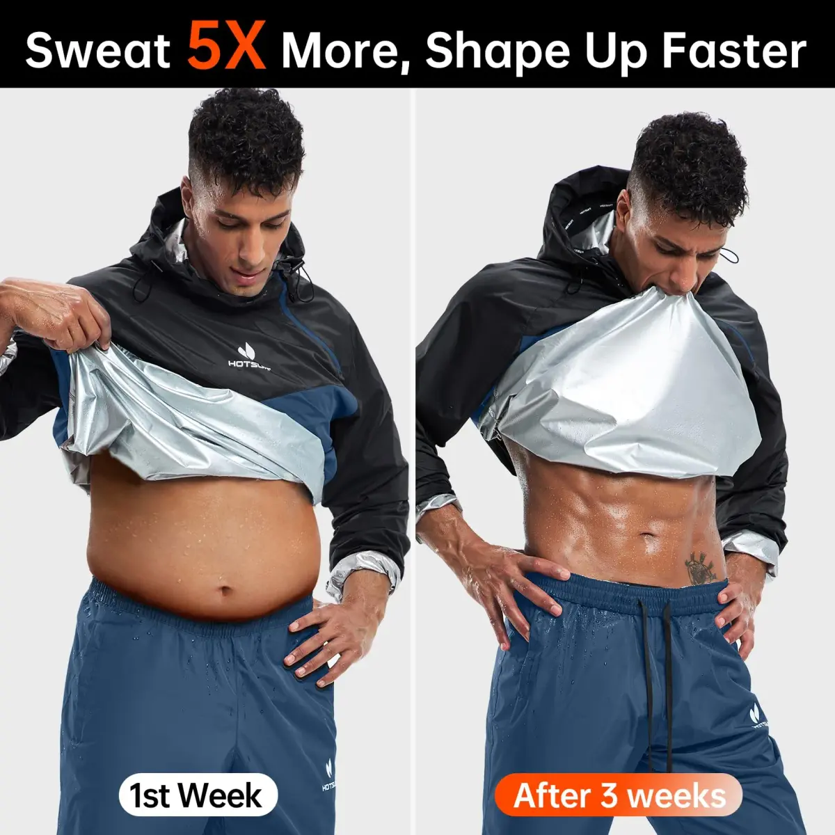 HOTSUIT Men's A. Blue-gray Sauna Suit - Medium | Sweat 5x More - view 3