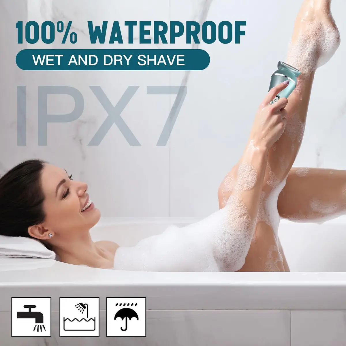 Hatteker 3-in-1 Women's Electric Shaver & Epilator Kit, IPX7 Waterproof, Cordless USB Rechargeable - view 3