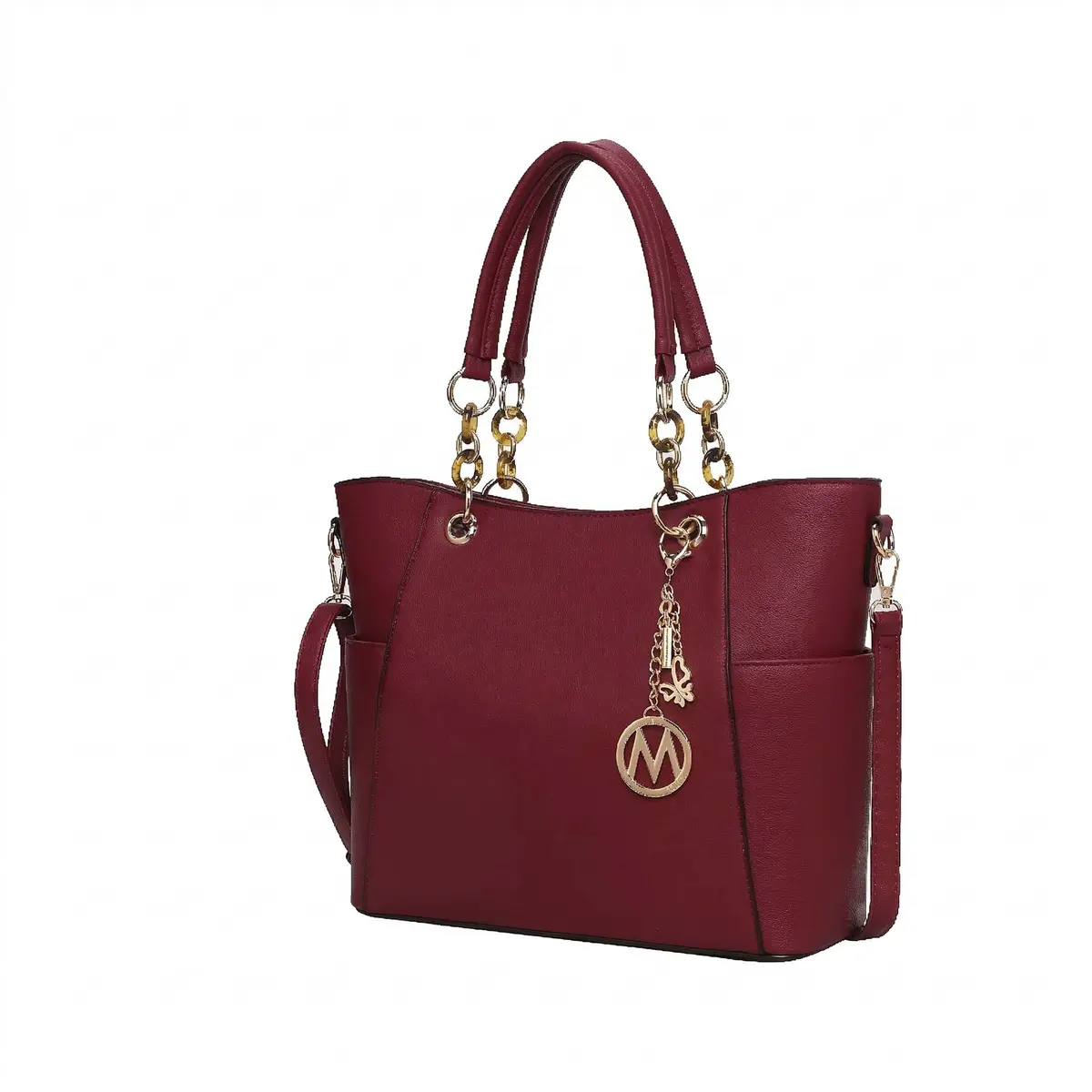MKF Collection Merlina Tote Bag Burgundy Vegan Leather | 34cm (13.5") W x 28cm (11") H x 13cm (5") D - main product image