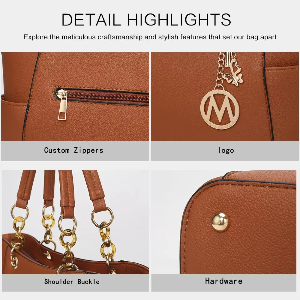 MKF Collection Merlina Tote Bag Burgundy Vegan Leather | 34cm (13.5") W x 28cm (11") H x 13cm (5") D - view 7