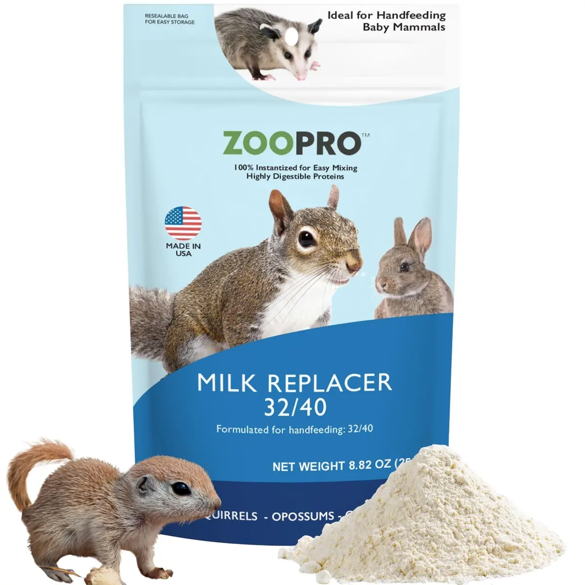 Exotic Nutrition ZooPro Milk Replacer 32/40 Formula 247ml (8.8oz) | For Baby Squirrels, Rabbits, Opossums, Raccoons - main product image