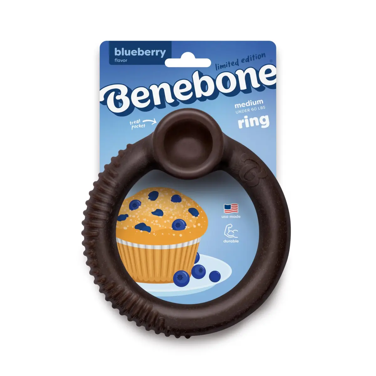 Benebone REAL Blueberry Ring Dog Chew Toy for Aggressive Chewers, Medium - main product image