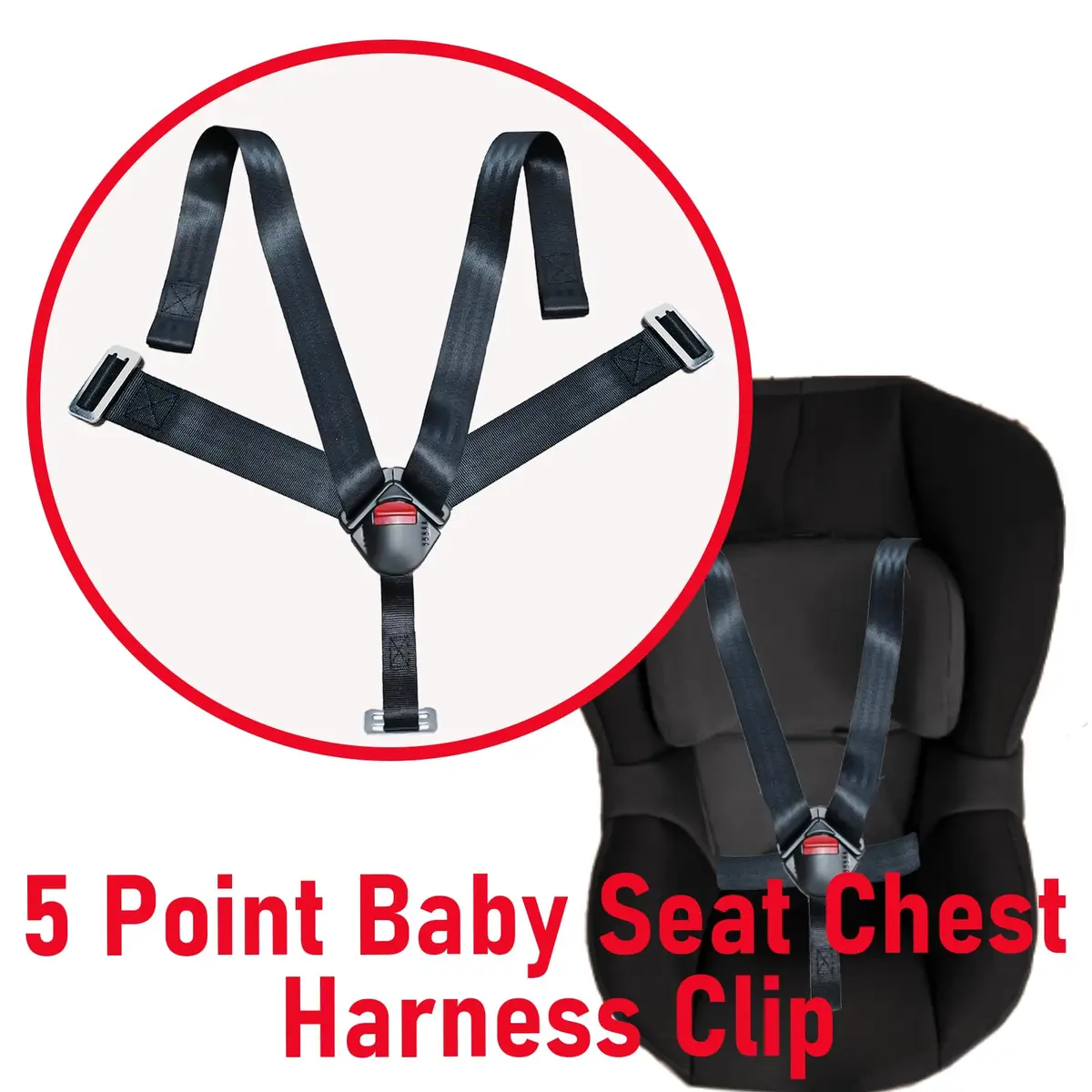 CaoXiong Universal 5 Point Baby Seat Chest Harness Clip Black | Safety Buckle for Strollers & Highchairs - view 6