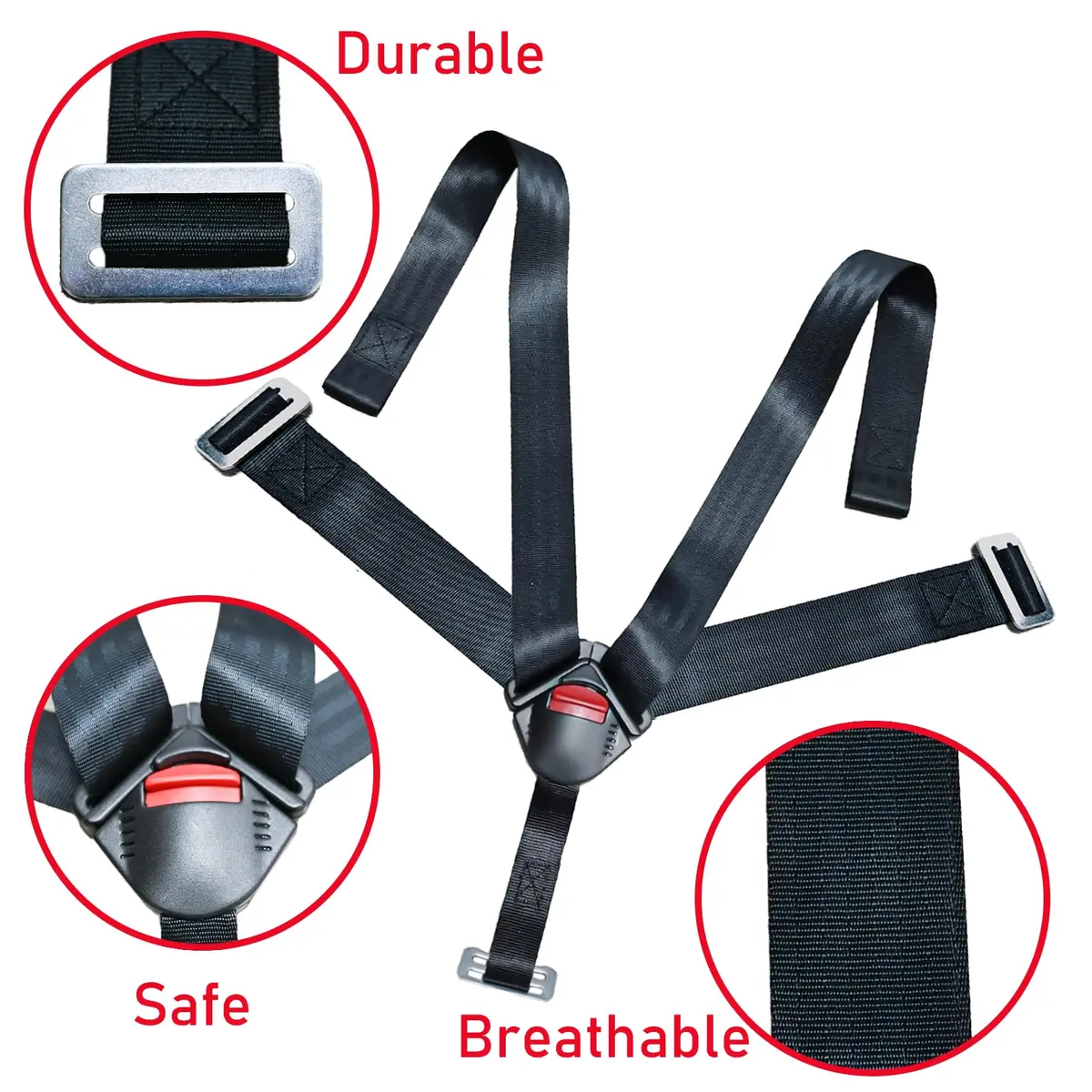 CaoXiong Universal 5 Point Baby Seat Chest Harness Clip Black | Safety Buckle for Strollers & Highchairs - view 3