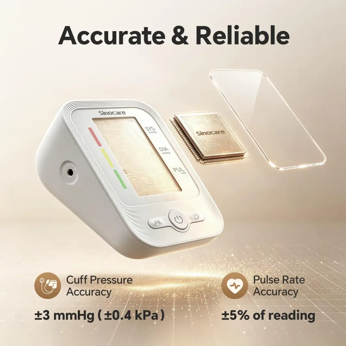 Sinocare ARM-30V Automatic Arm BP Monitor (8.6-16.5 inch Cuff) | FDA Cleared with Backlit LCD & Dual Power - view 5