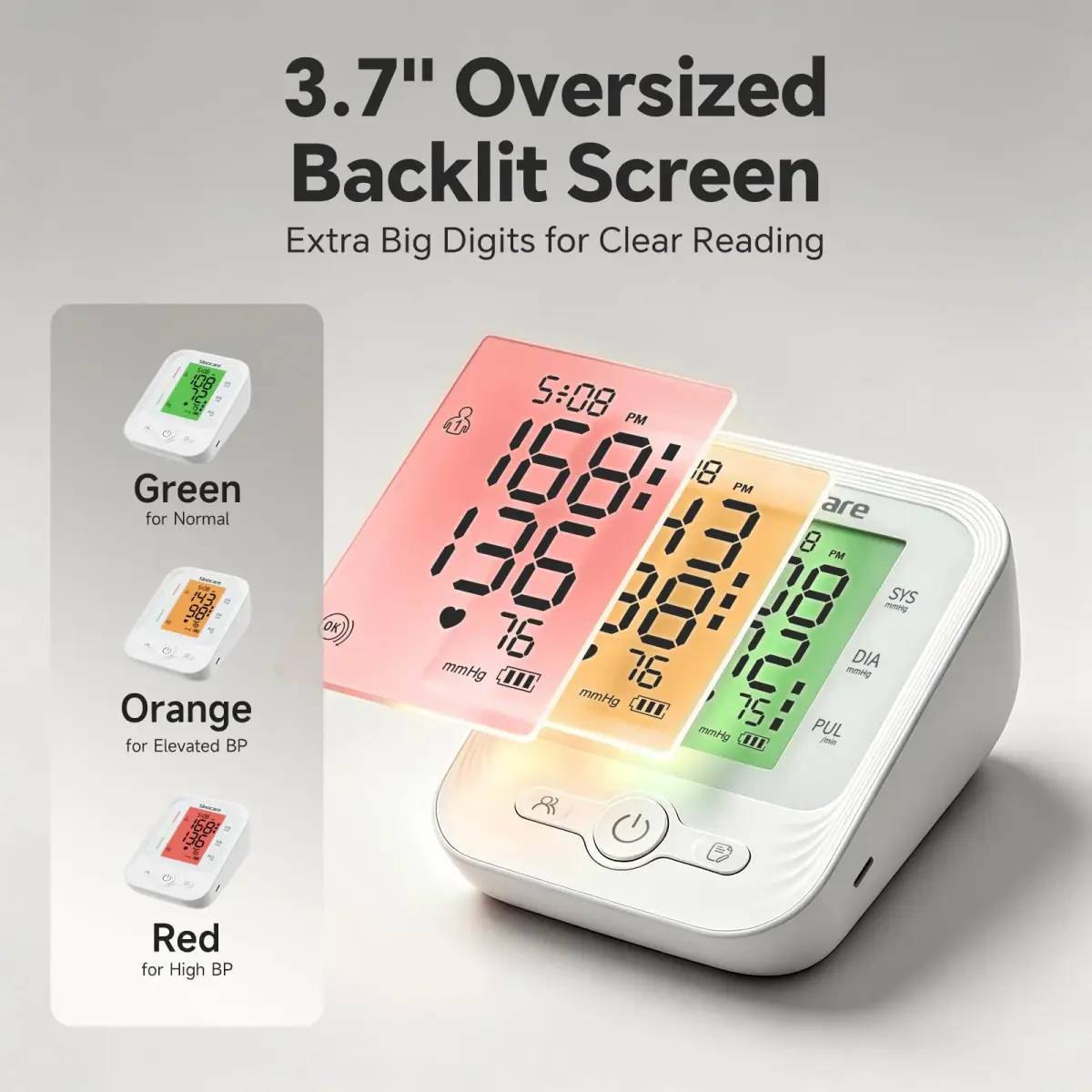 Sinocare ARM-30V Automatic Arm BP Monitor (8.6-16.5 inch Cuff) | FDA Cleared with Backlit LCD & Dual Power - view 3