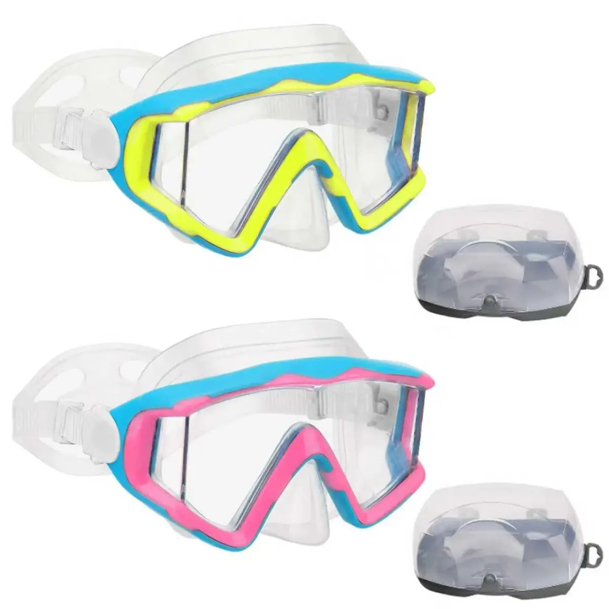 AQUA A DIVE SPORTS Kids Blue Pink/Blue Yellow Single Lens Diving Mask | Wide 180° View - main product image