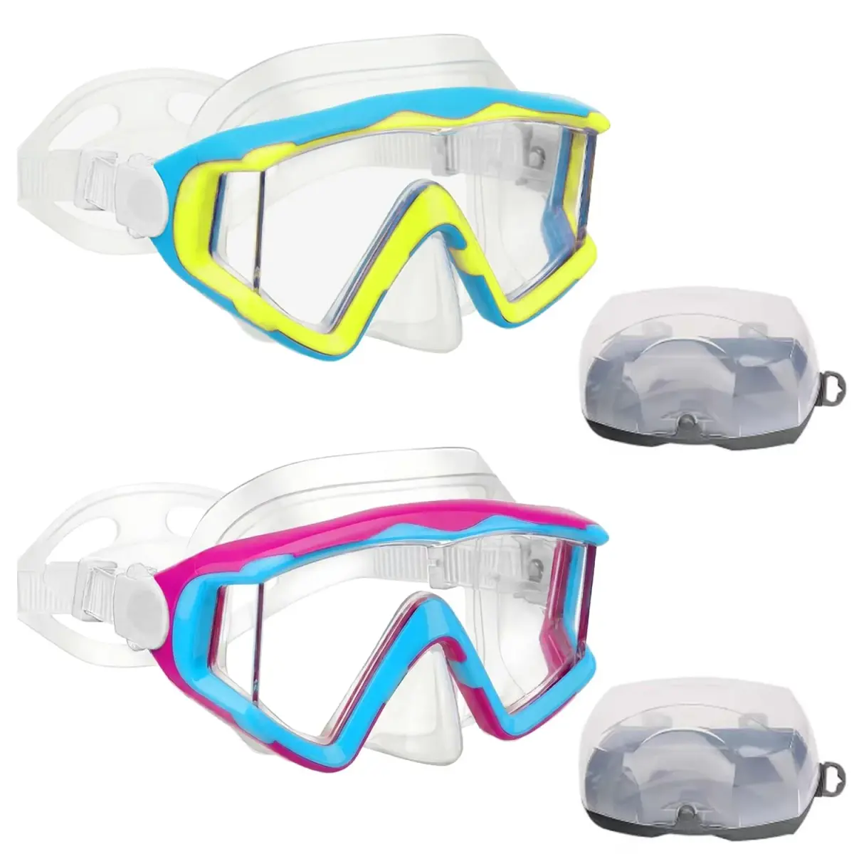 AQUA A DIVE SPORTS Kids Diving Mask Purple Blue/Blue Yellow | Single Lens Anti-Fog - main product image