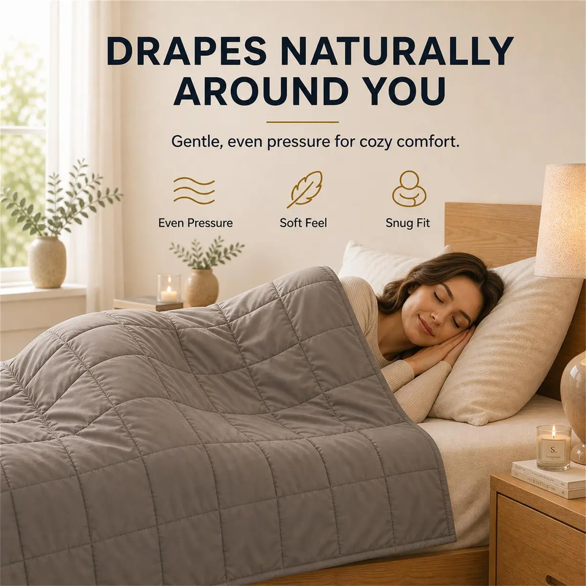 Smart Queen Weighted Blanket for Adults 78"x85" | King Size 25lbs Grey All Season - view 7