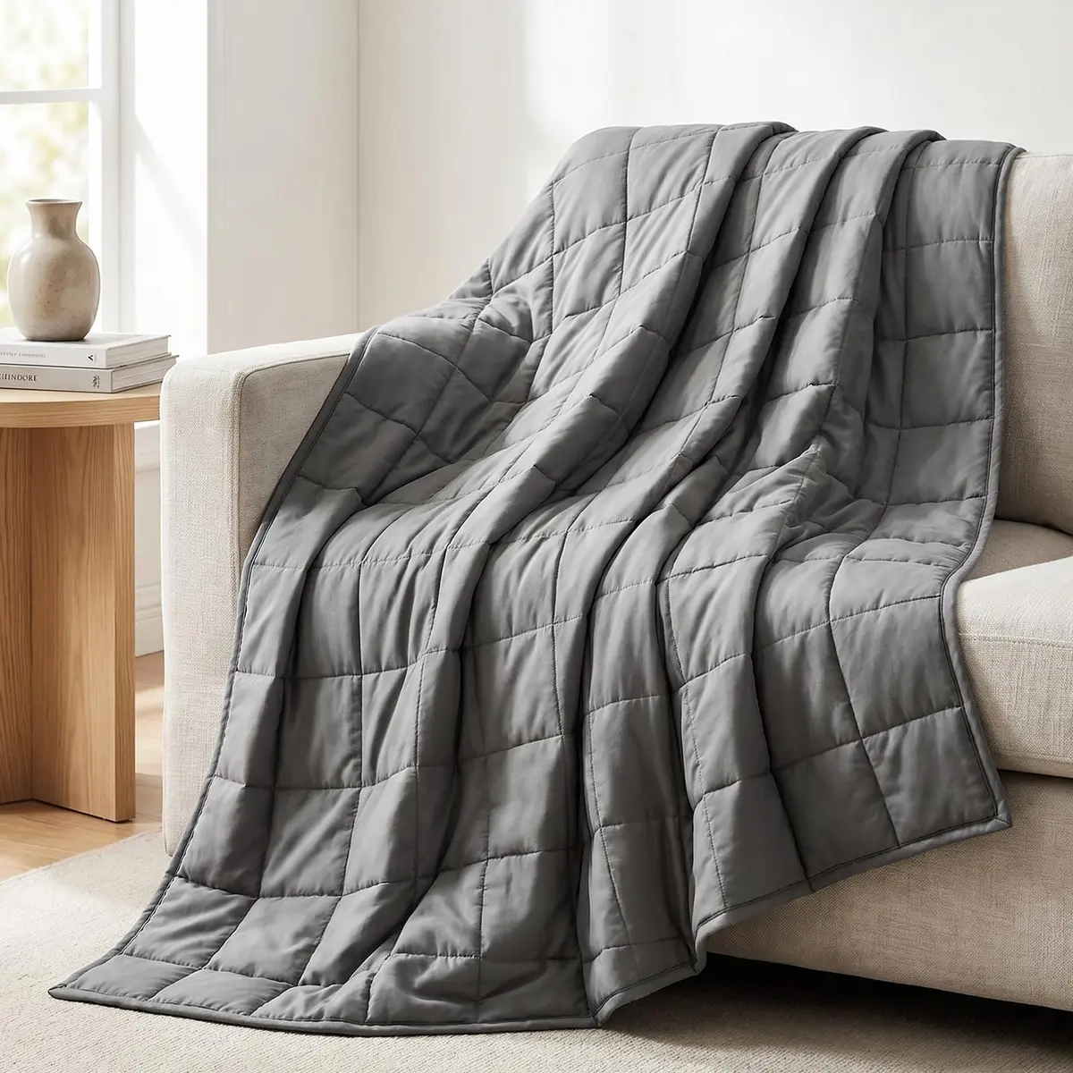 Smart Queen Weighted Blanket for Adults 60"x80" | 15 lbs, Grey, All Season, Breathable, Machine Washable - view 2