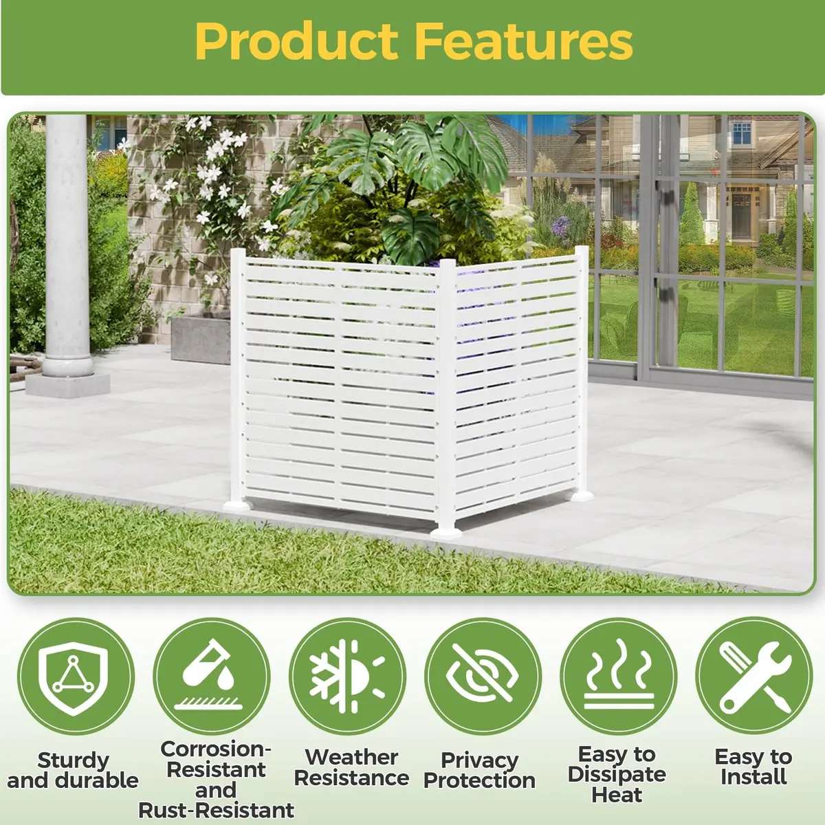 Diyfire White Fence Panel | No-Dig Outdoor Privacy Screen for Patio & Garden - view 2