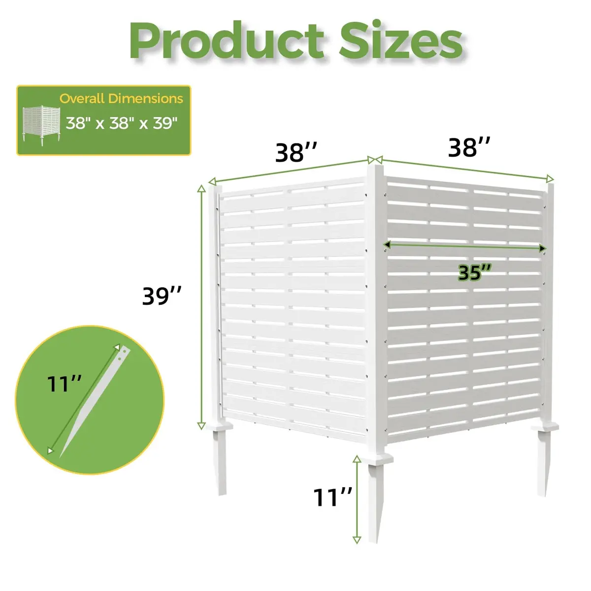 Diyfire White Fence Panel | No-Dig Outdoor Privacy Screen for Patio & Garden - view 3