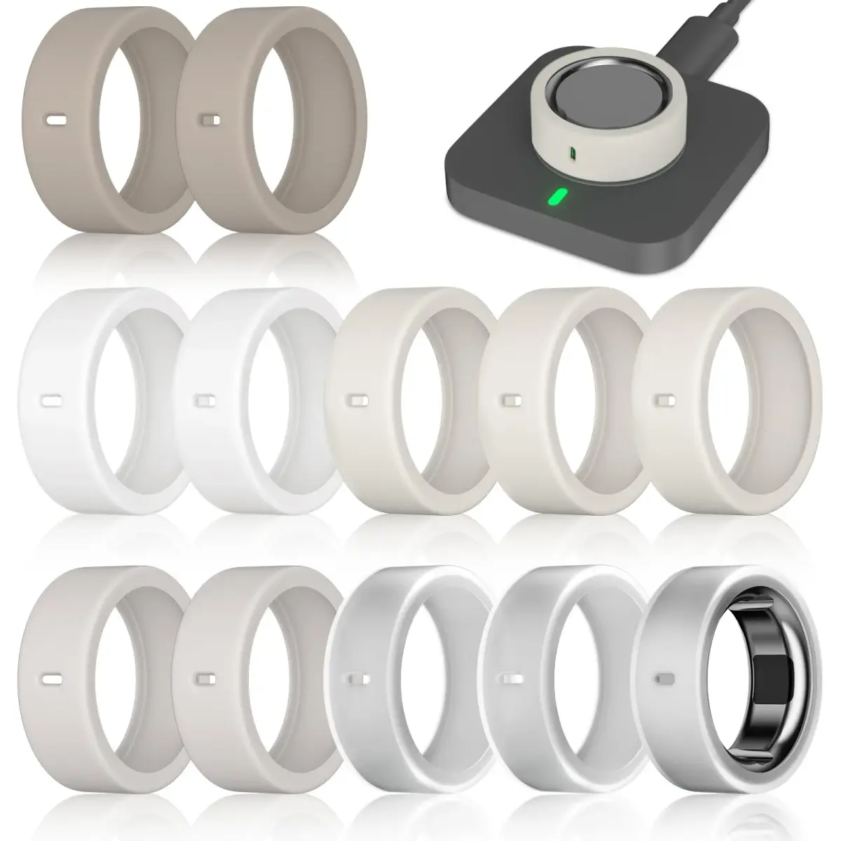ZOOROO Oura Ring Cover 12 Pack | Size L (12-15) Silicone Protector - main product image