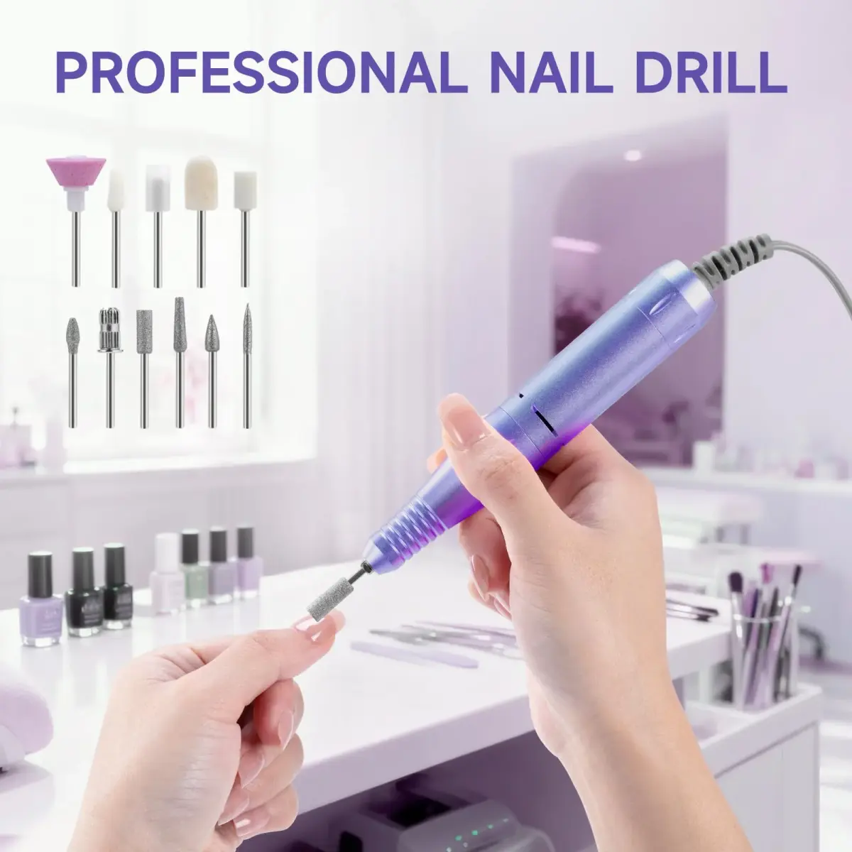 HQMPHQ Professional Nail Drill 45000RPM Purple | High-Speed Electric Nail File for Acrylic Gel Nails - view 5