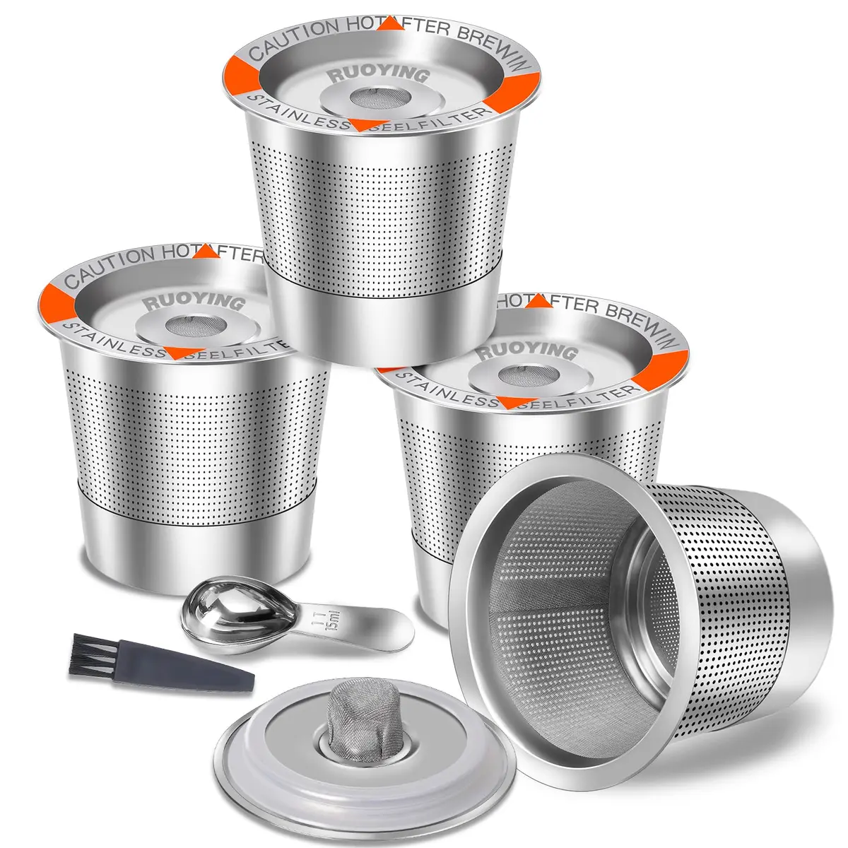 RUOYING Double Layer SUS304 Reusable K Cup Filter | Fits Keurig 1.0 & 2.0 Brewers - main product image