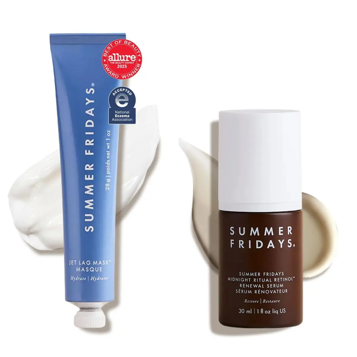 Summer Fridays Evening Duo Travel Size Skin Care Set with Jet Lag Mask & Midnight Ritual Serum | Hydrates & Renews Skin - main product image
