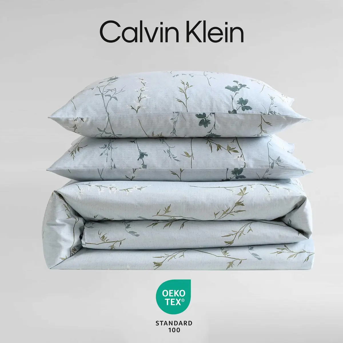Calvin Klein King Duvet Cover Set with Shams | Cotton Sateen, Blue Tones, 107x92 Inches - view 6