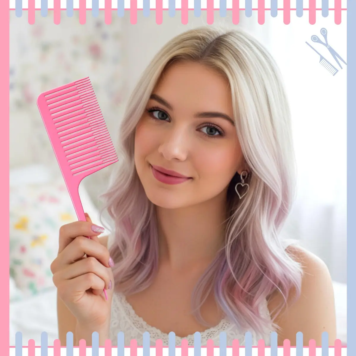 Patelai 6 Pcs Highlighting Comb Weaving, Classic Style, Pink | Multi-Functional Hair Styling Tool - view 5