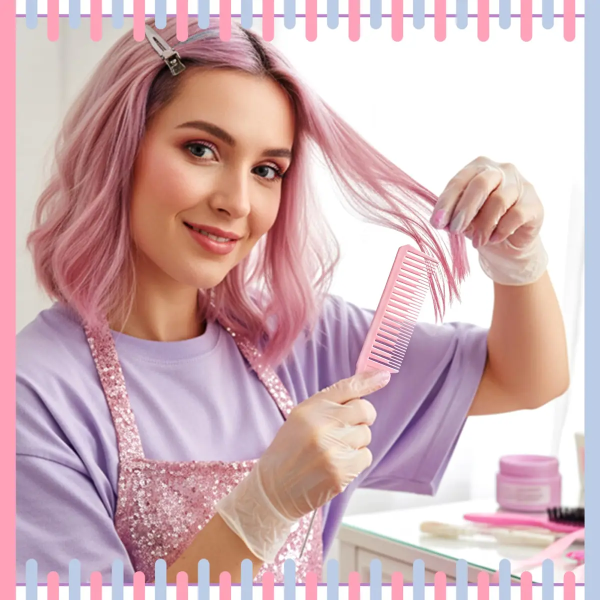 Patelai 6 Pcs Highlighting Comb Weaving, Classic Style, Pink | Multi-Functional Hair Styling Tool - view 6