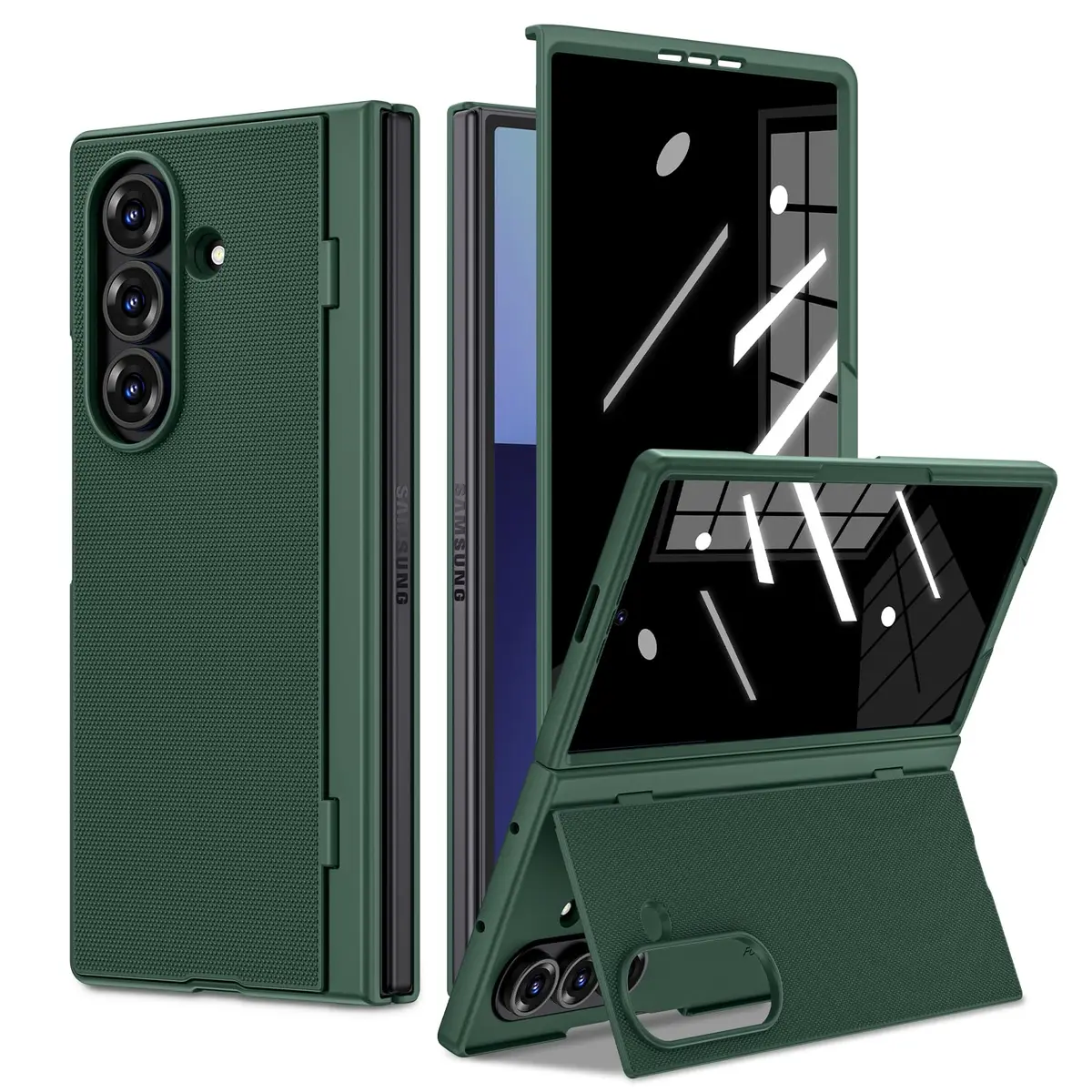 Ruky Green Case for Samsung Galaxy Z Fold 7 with Privacy Screen Protector & Kickstand | 7.6-inch Display - main product image